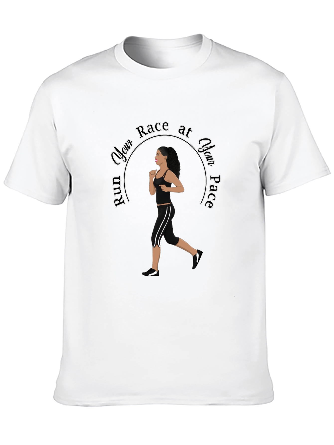 Run Your Race at Your Pace Black Graphic Tee