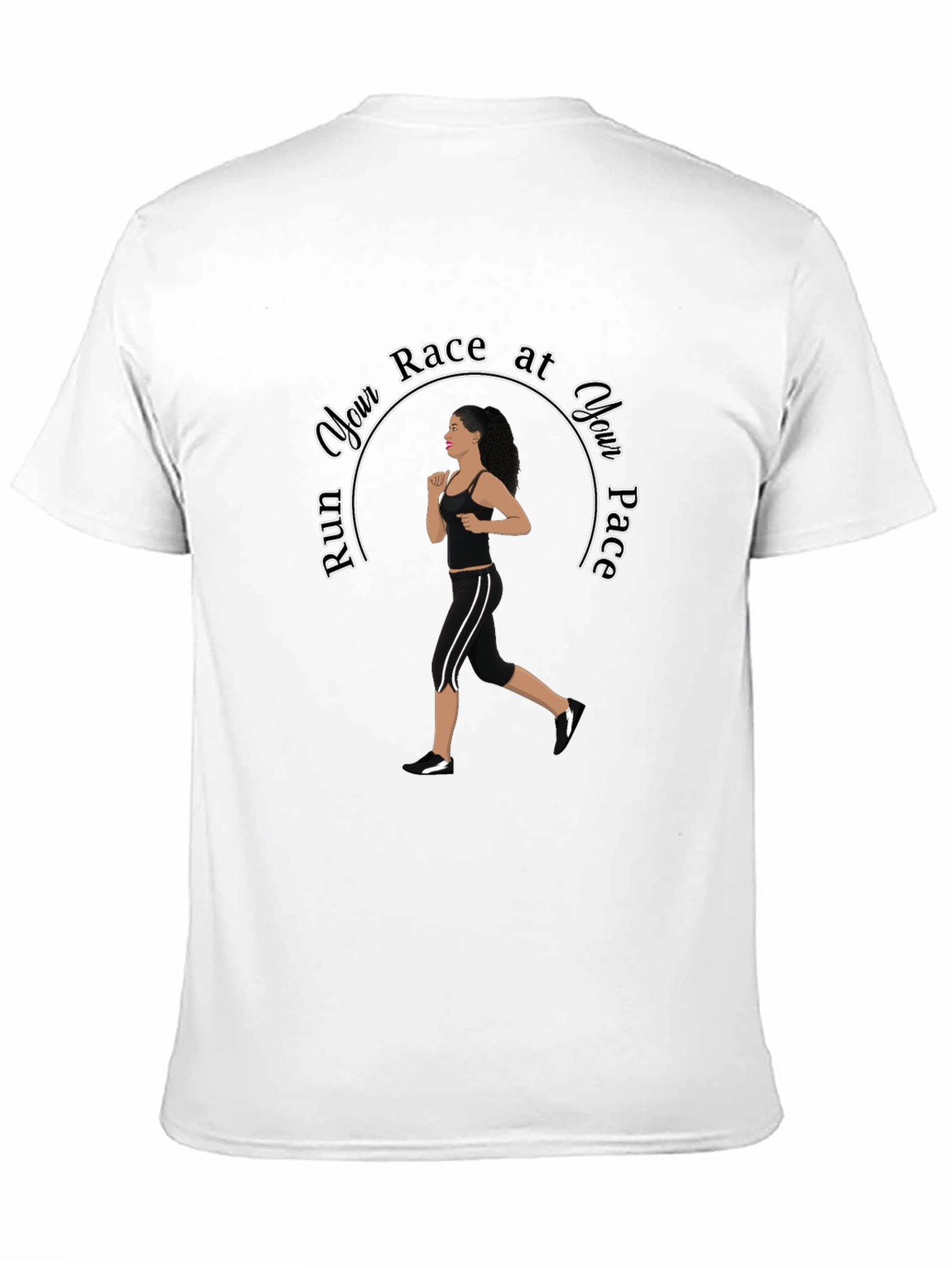 Run Your Race at Your Pace Black Graphic Tee