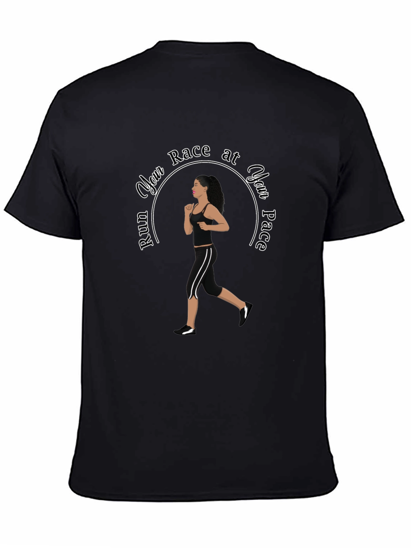 Run Your Race at Your Pace Black Graphic Tee