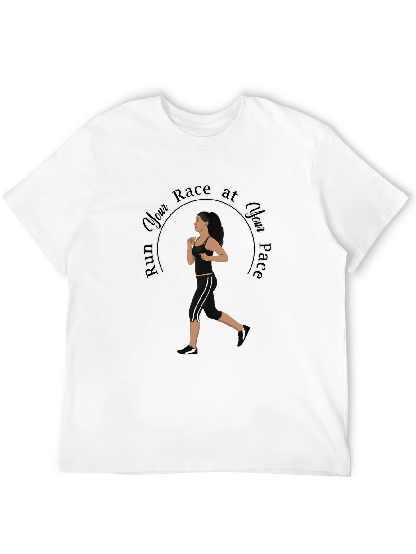 Run Your Race at Your Pace Black Graphic Tee