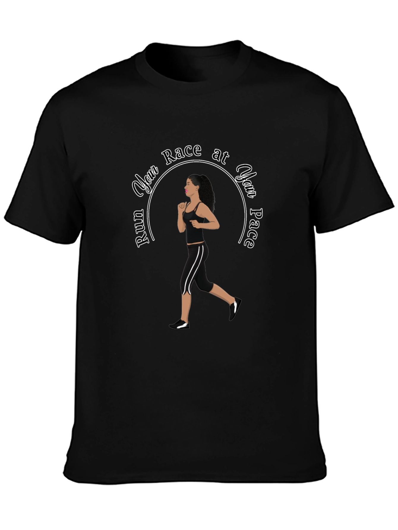 Run Your Race at Your Pace Black Graphic Tee