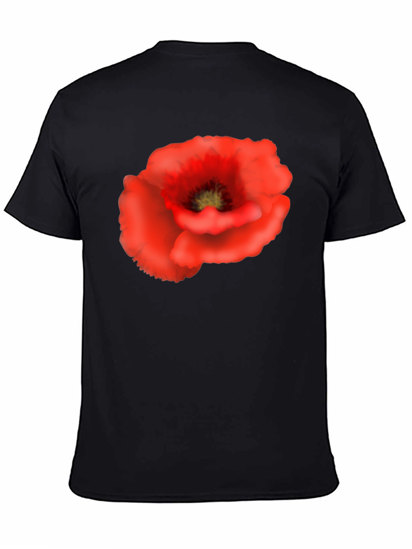 Poppy Flower Black T-Shirt - Floral Graphic Tee