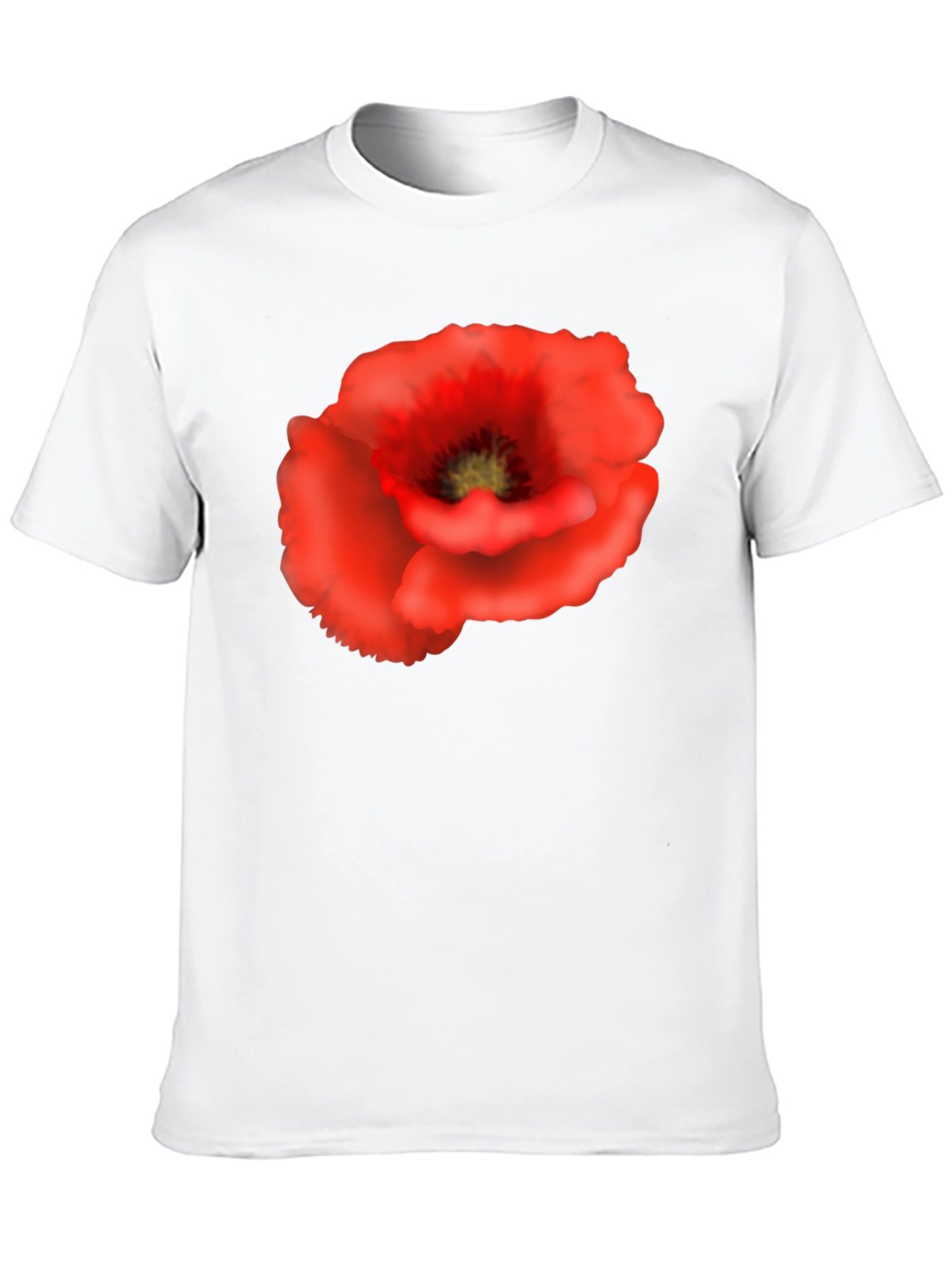 Poppy Flower Black T-Shirt - Floral Graphic Tee