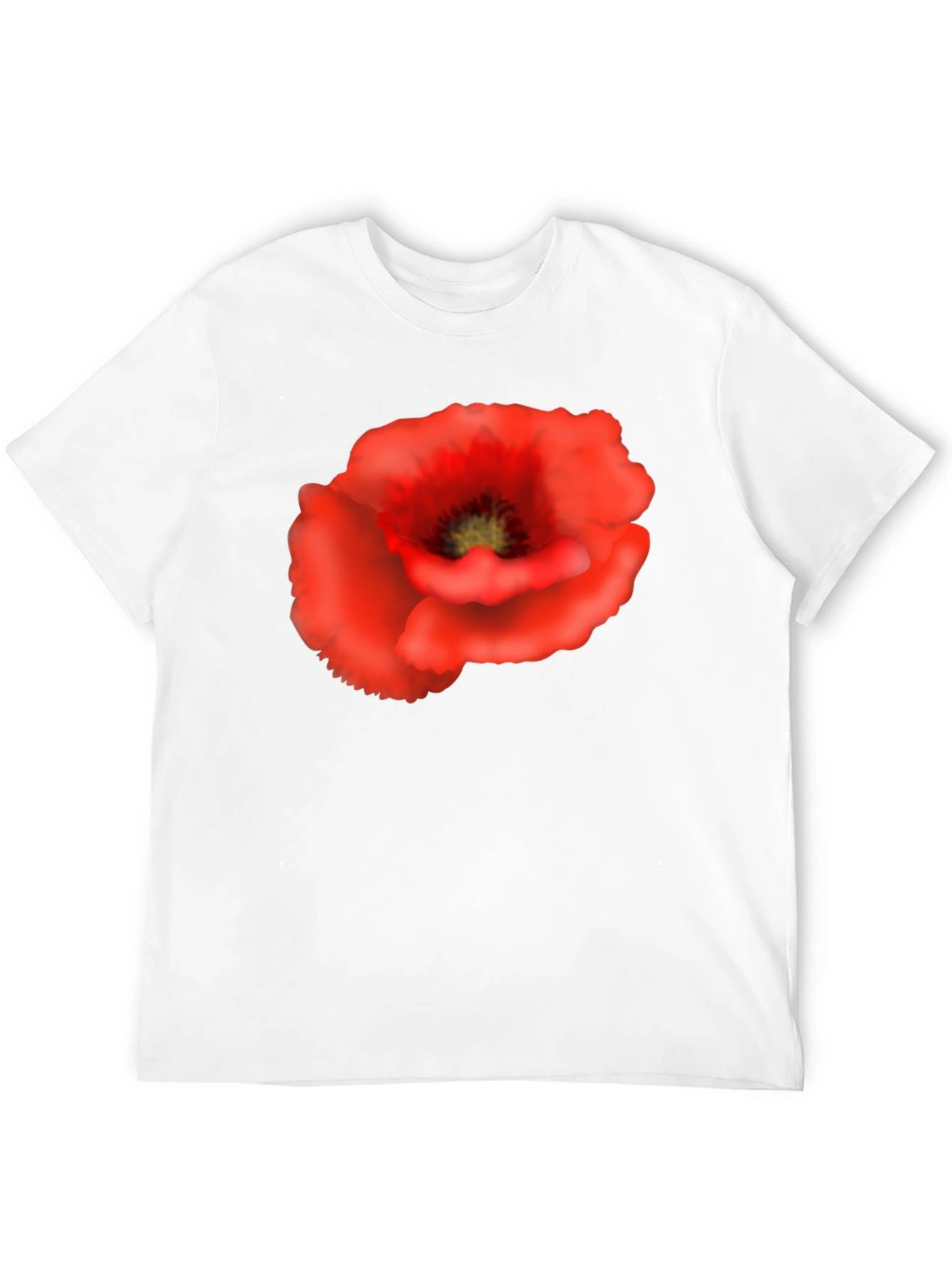 Poppy Flower Black T-Shirt - Floral Graphic Tee