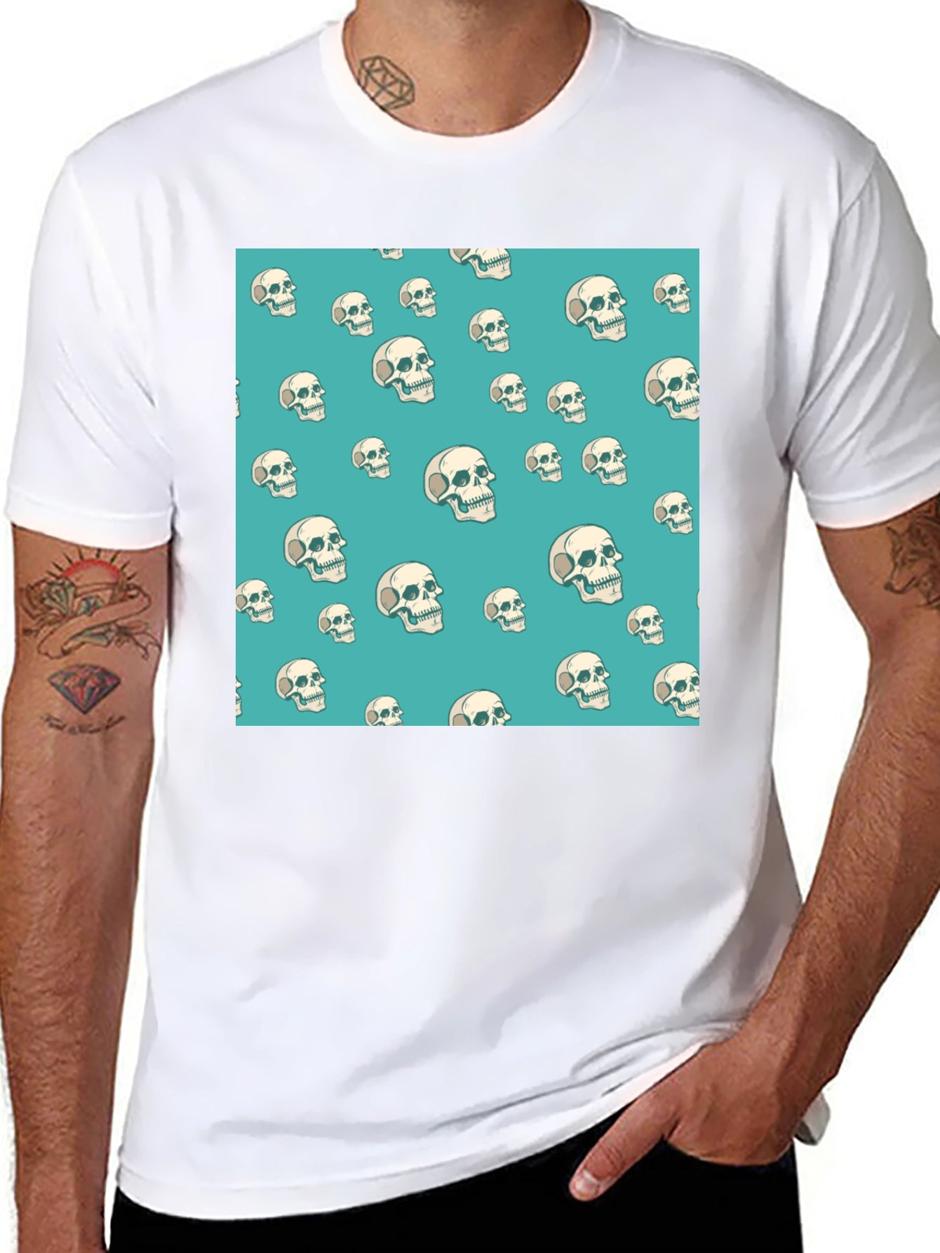 Skull Pattern Black T-Shirt