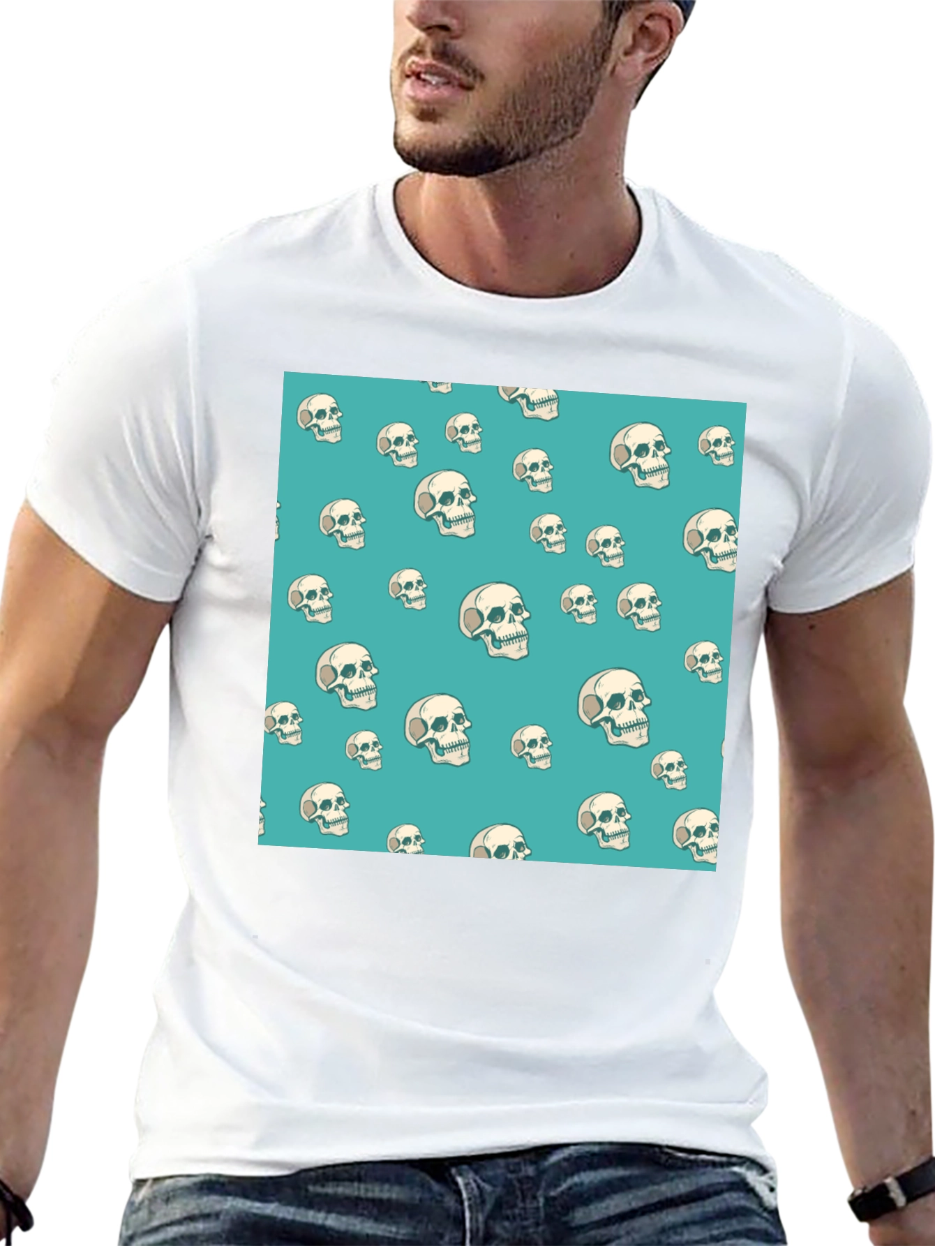 Skull Pattern Black T-Shirt