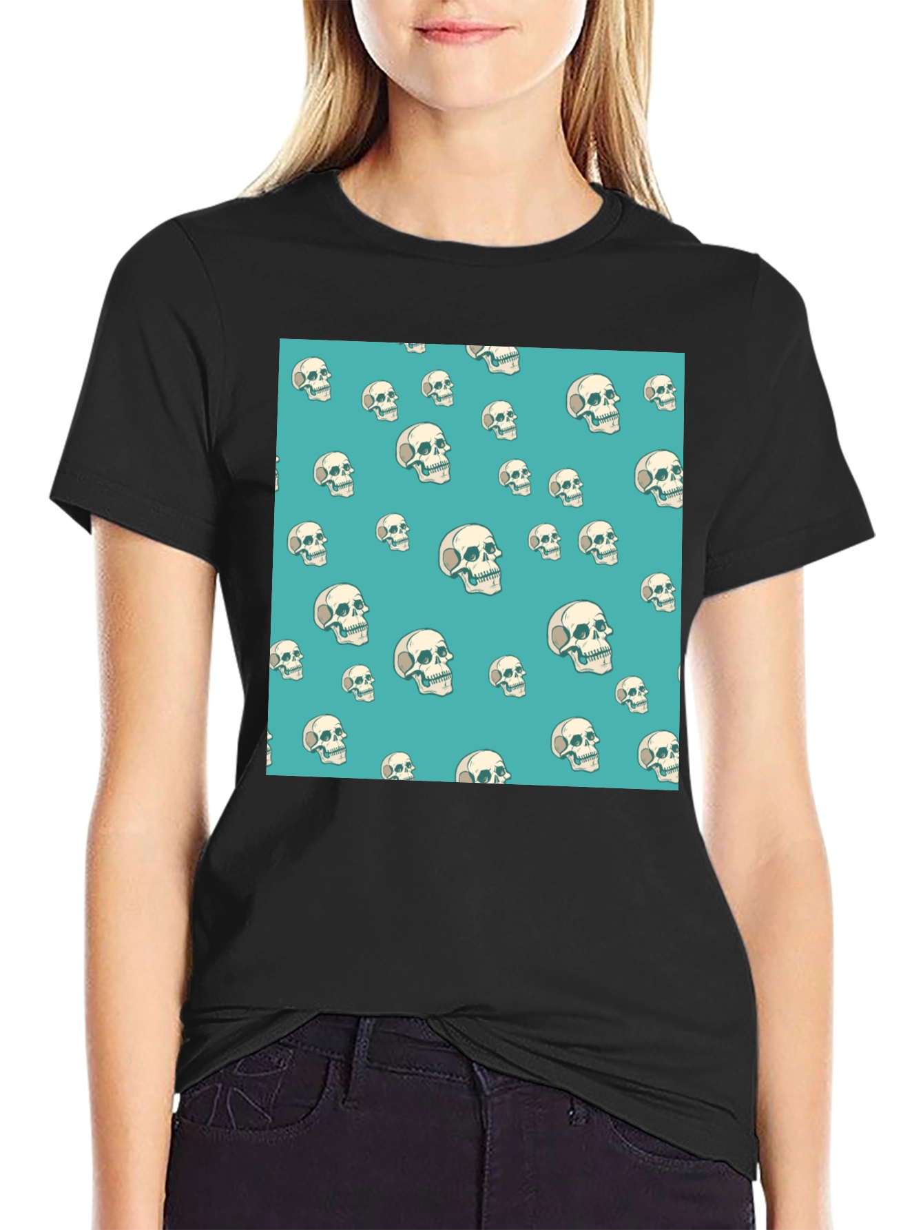 Skull Pattern Black T-Shirt