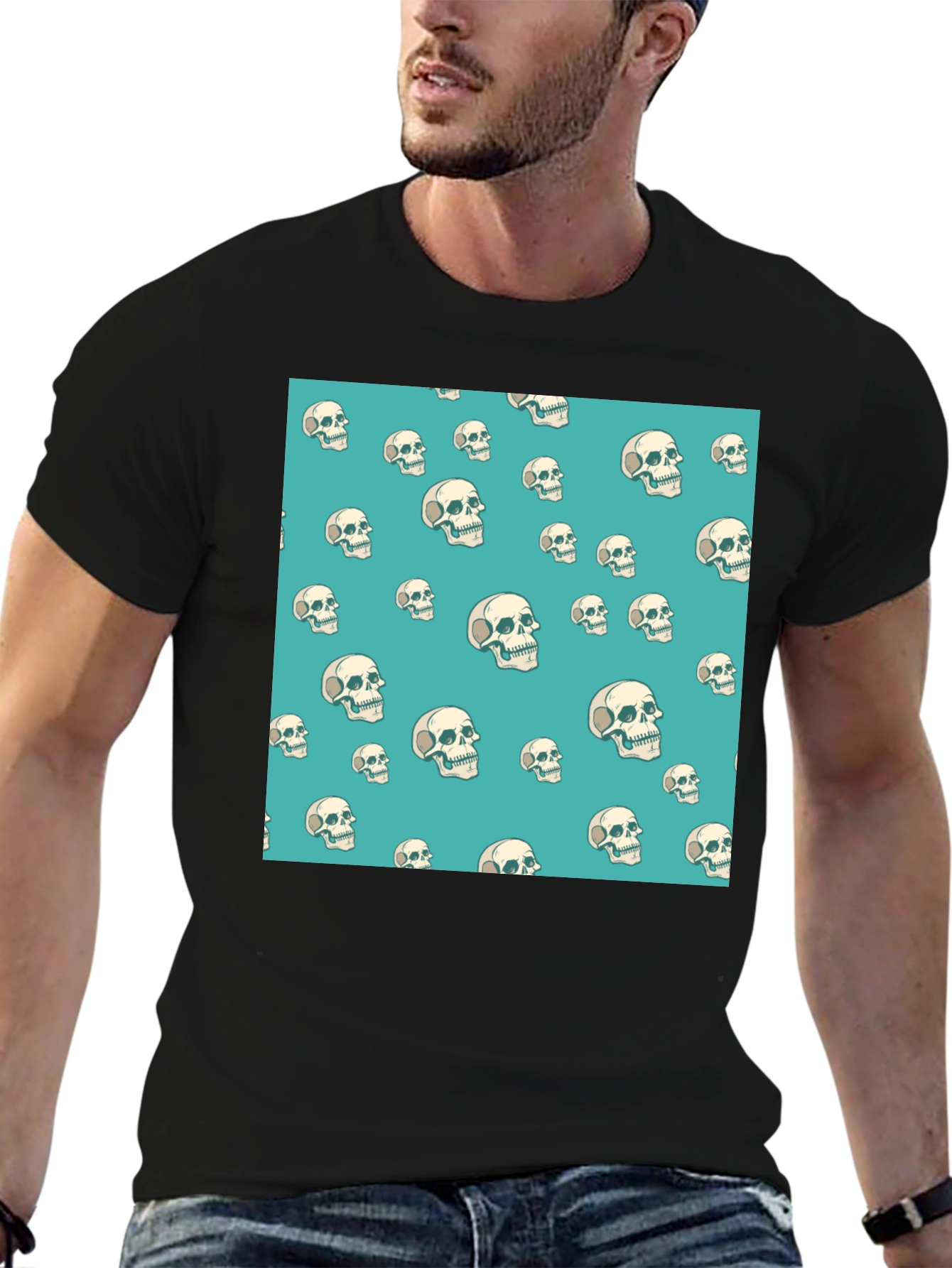 Skull Pattern Black T-Shirt