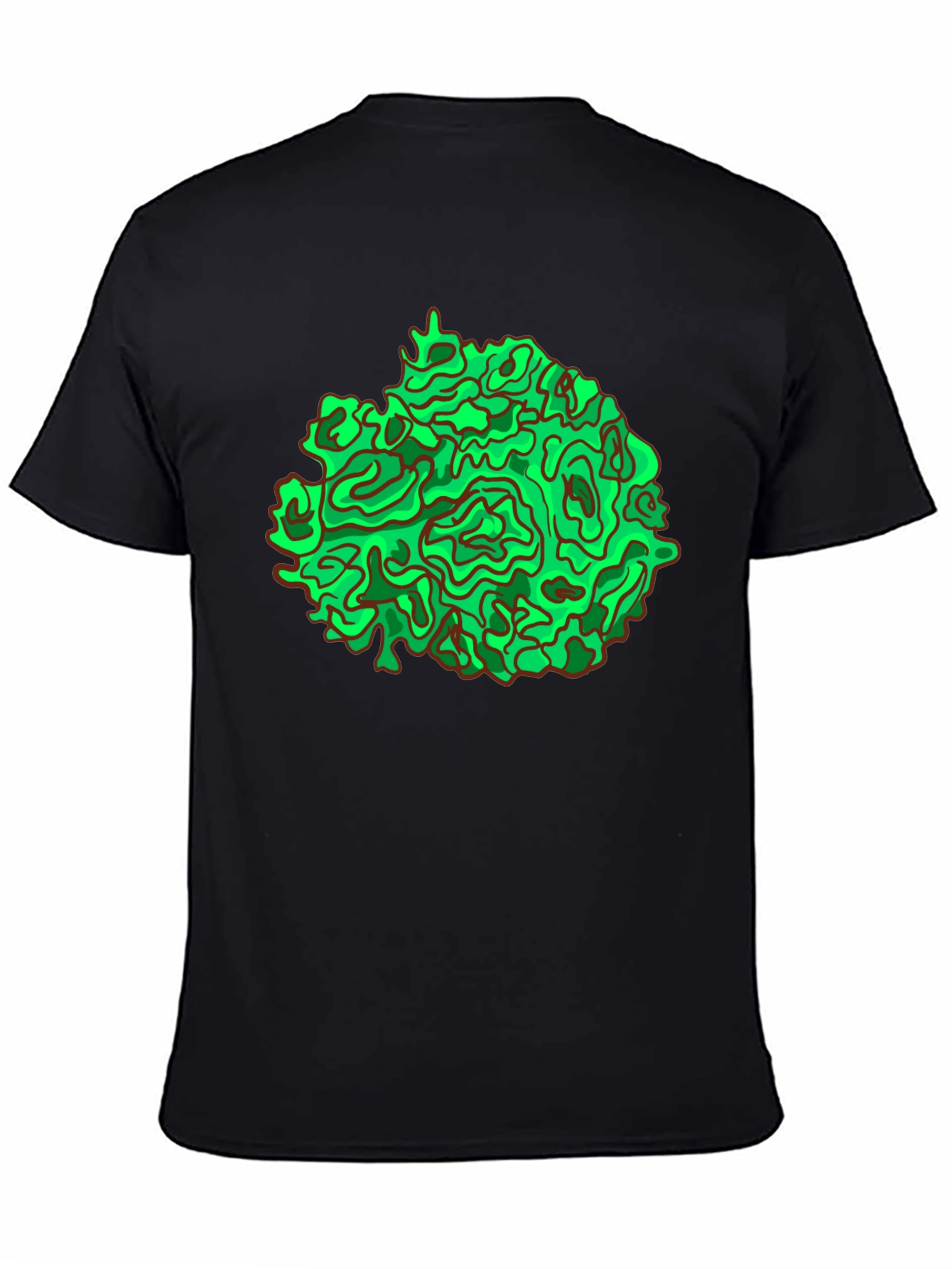 Abstract Green Graphic Black T-Shirt