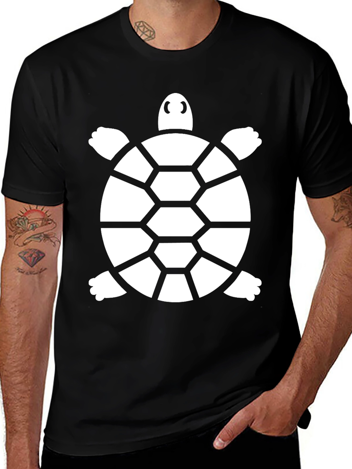 Turtle Graphic T-Shirt - Black Mens Casual Tee