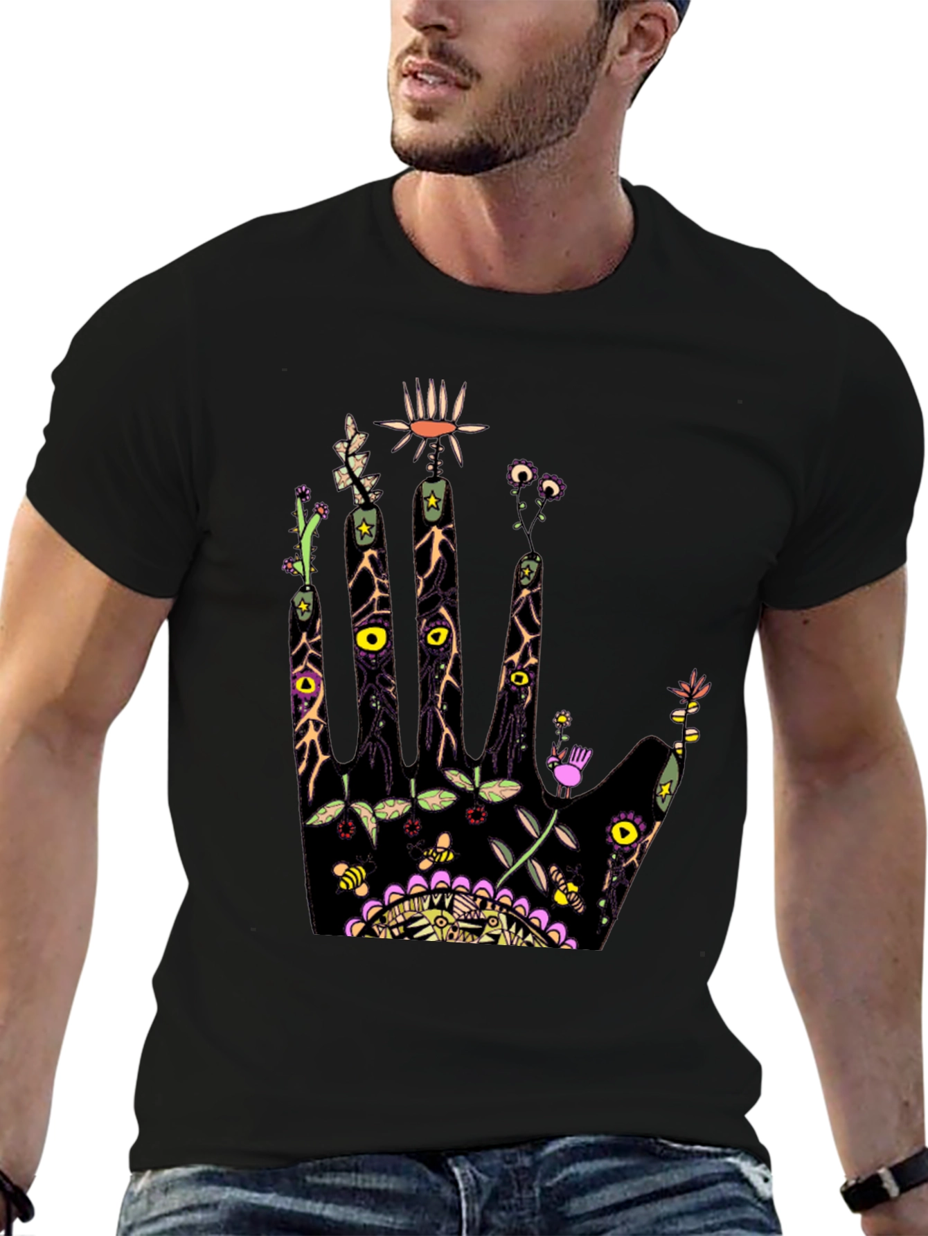 Abstract Floral Hand Print Tee