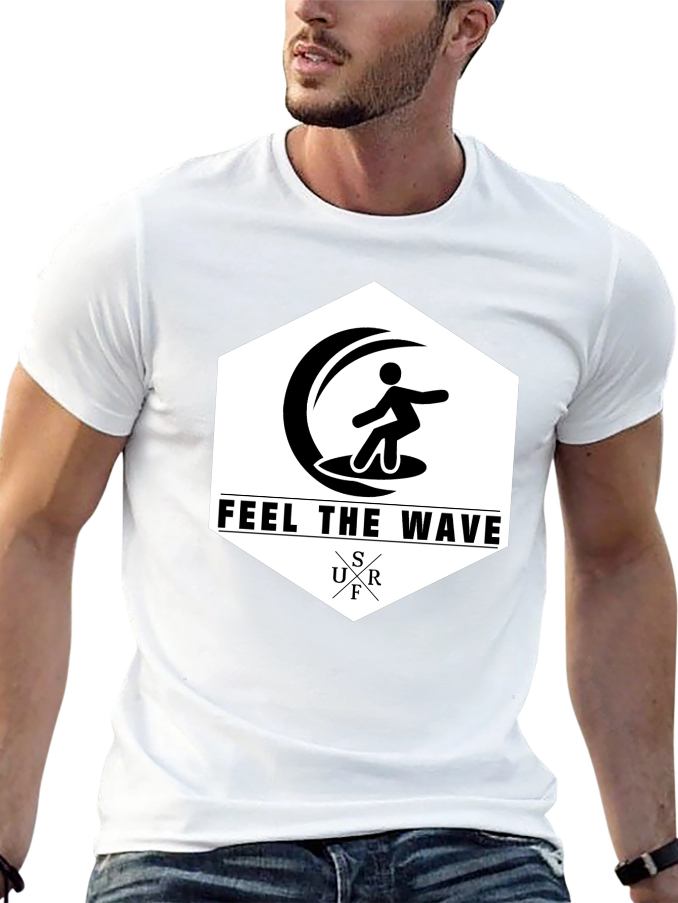 Feel The Wave Surf T-Shirt | Black Graphic Tee