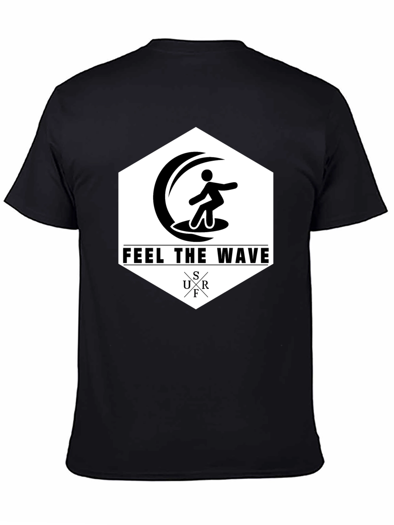 Feel The Wave Surf T-Shirt | Black Graphic Tee