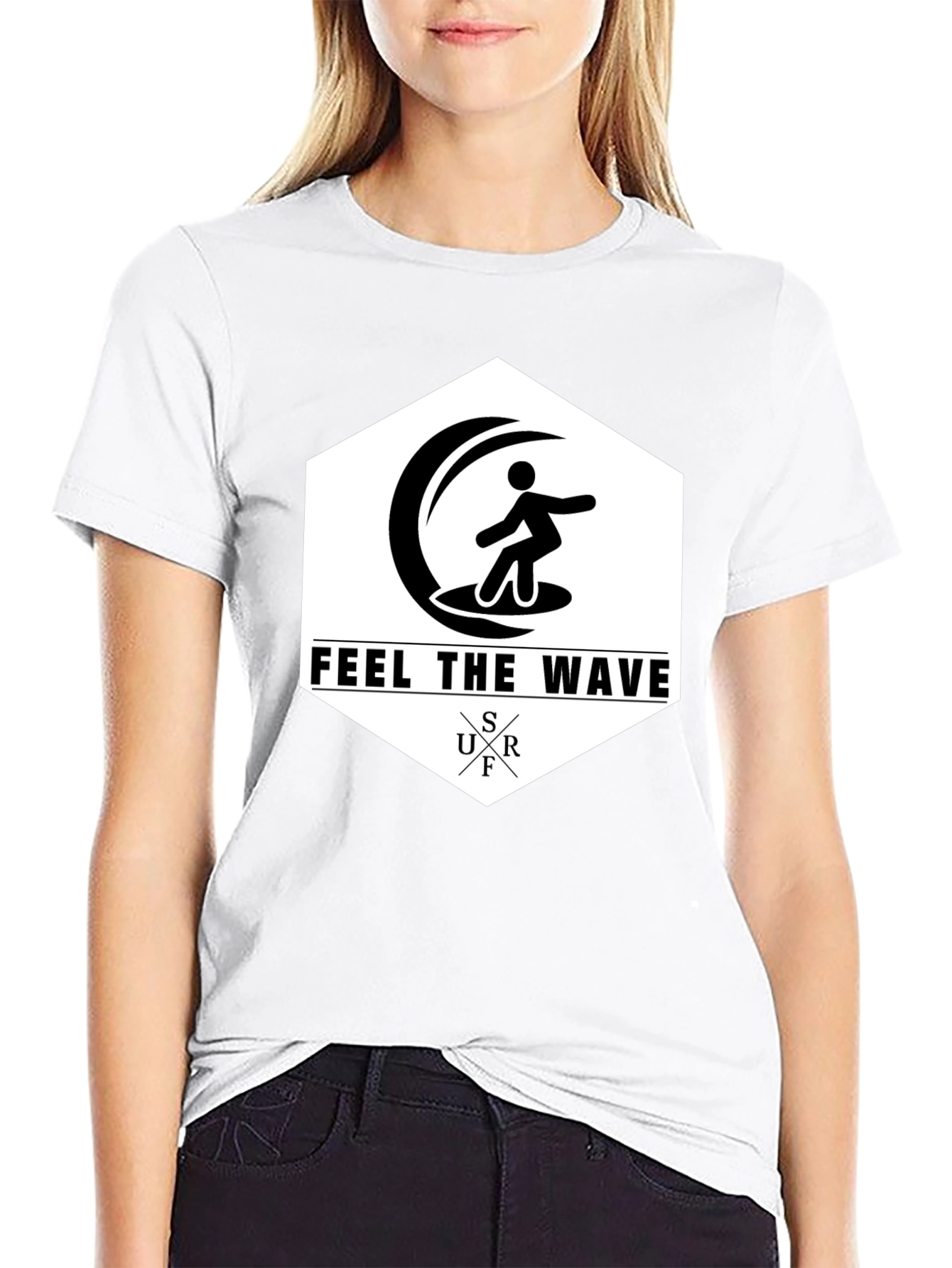 Feel The Wave Surf T-Shirt | Black Graphic Tee