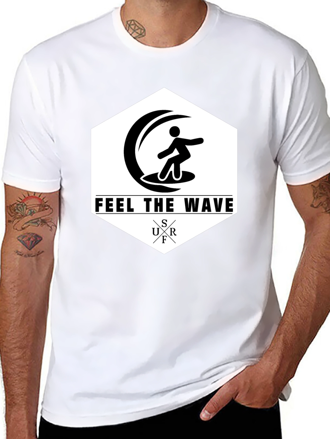 Feel The Wave Surf T-Shirt | Black Graphic Tee