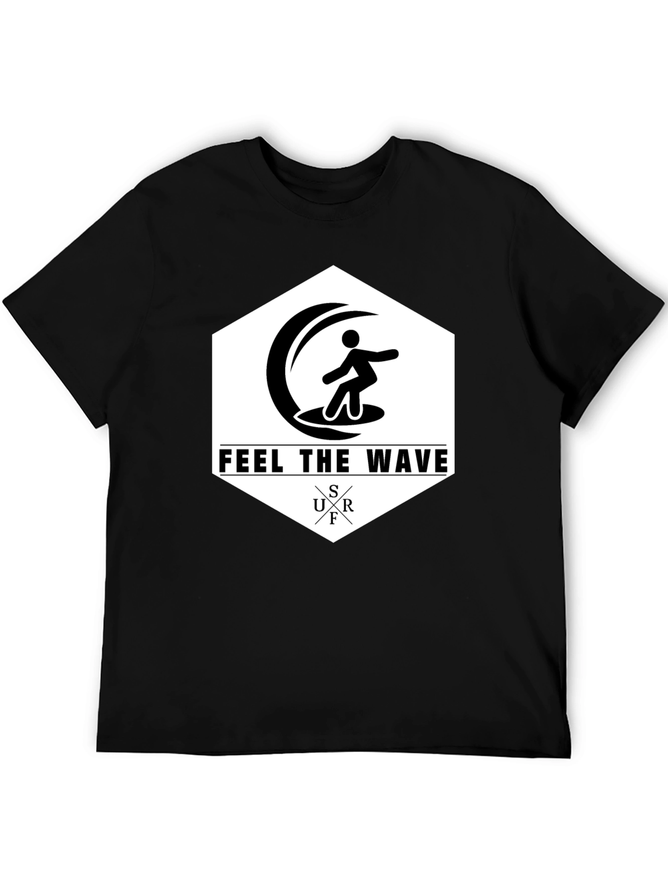 Feel The Wave Surf T-Shirt | Black Graphic Tee