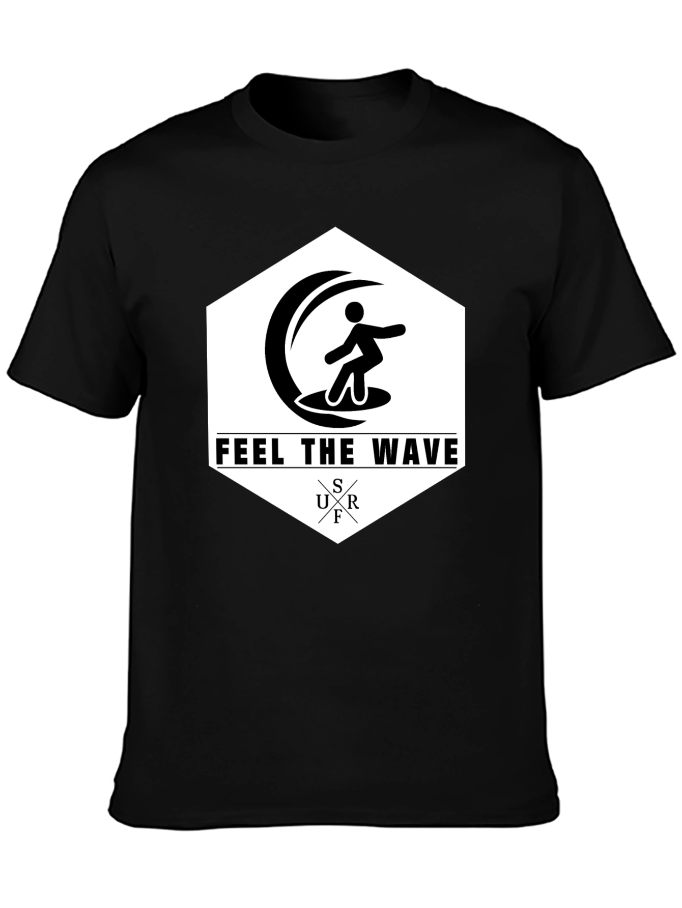 Feel The Wave Surf T-Shirt | Black Graphic Tee