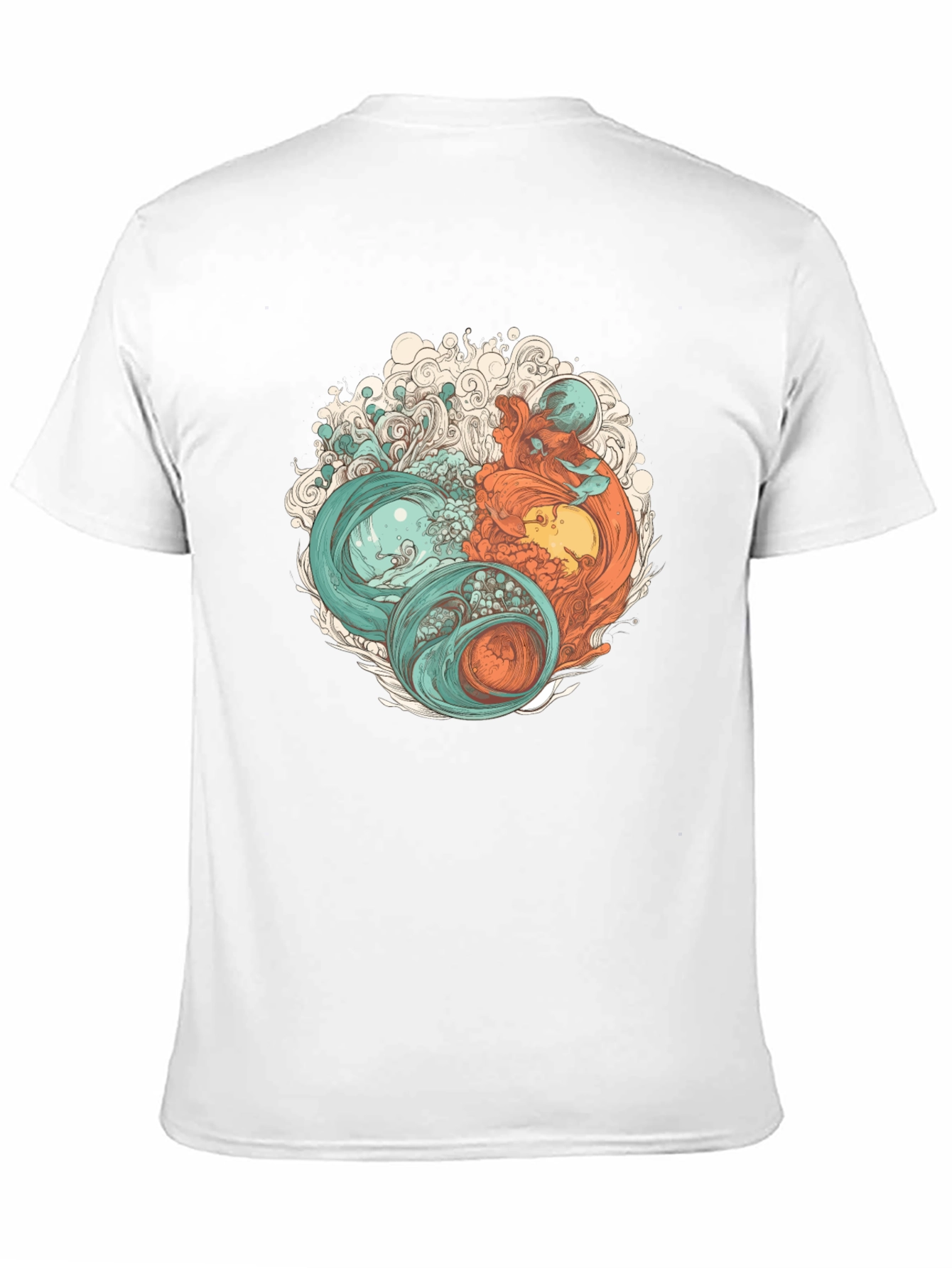 Yin Yang Sea Graphic Tee - Soft Cotton Blend