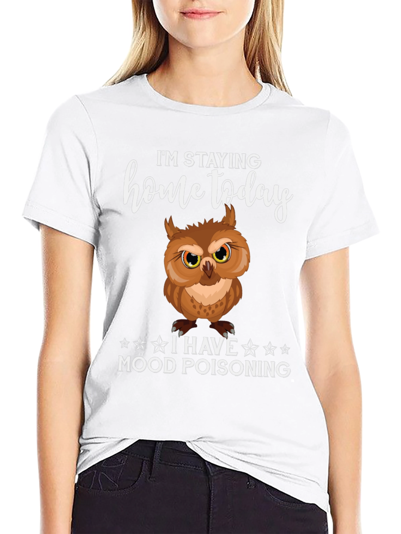 Im Staying Home Mood Poisoning Owl Graphic Tee