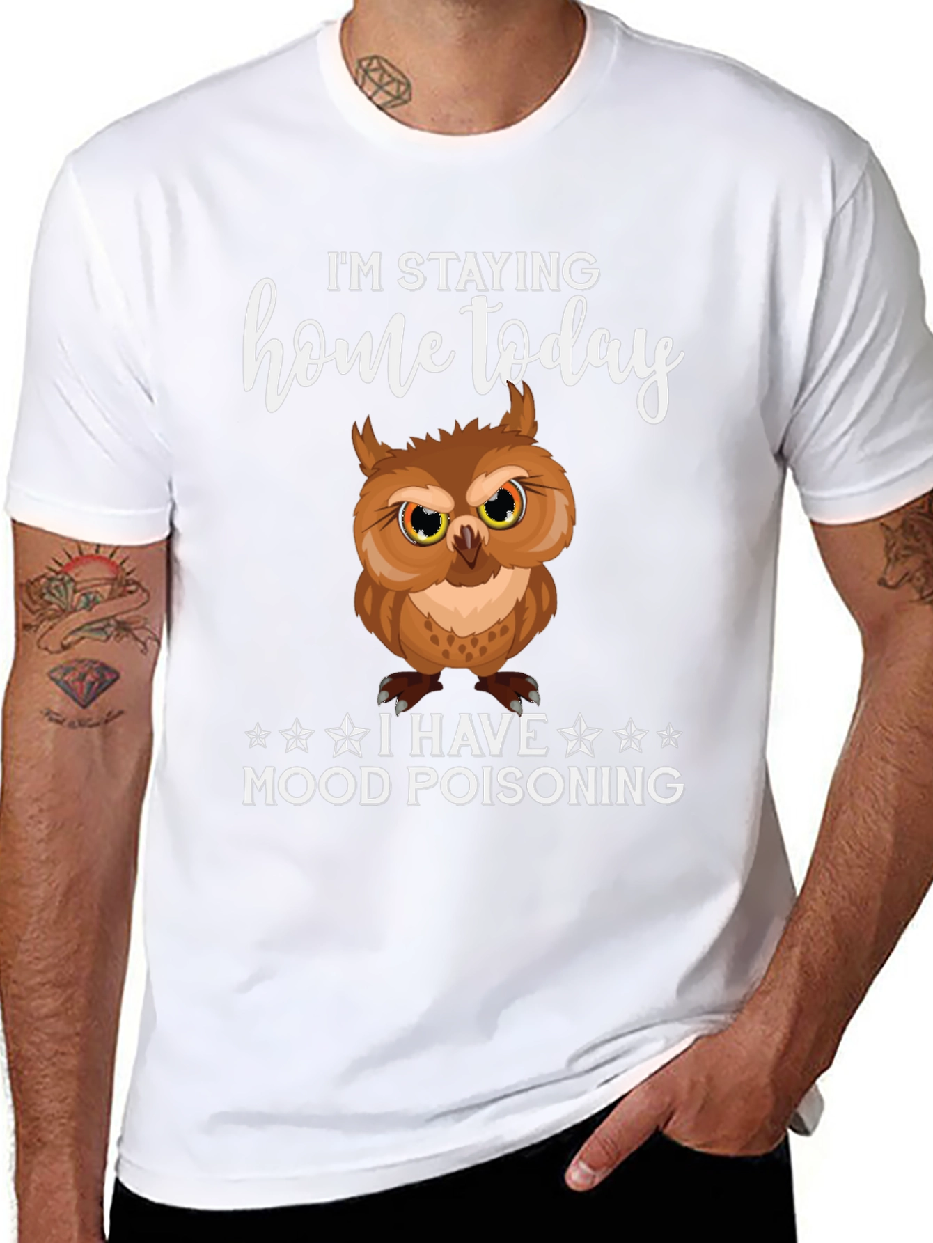 Im Staying Home Mood Poisoning Owl Graphic Tee