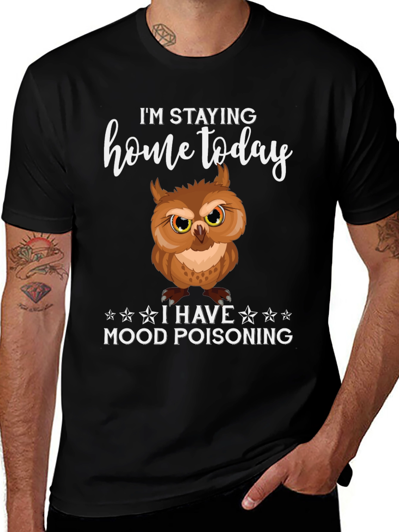 Im Staying Home Mood Poisoning Owl Graphic Tee