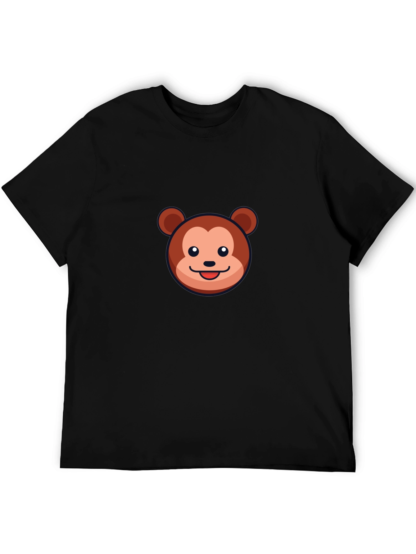 Cute Monkey Graphic Tee - Soft Black Cotton T-Shirt