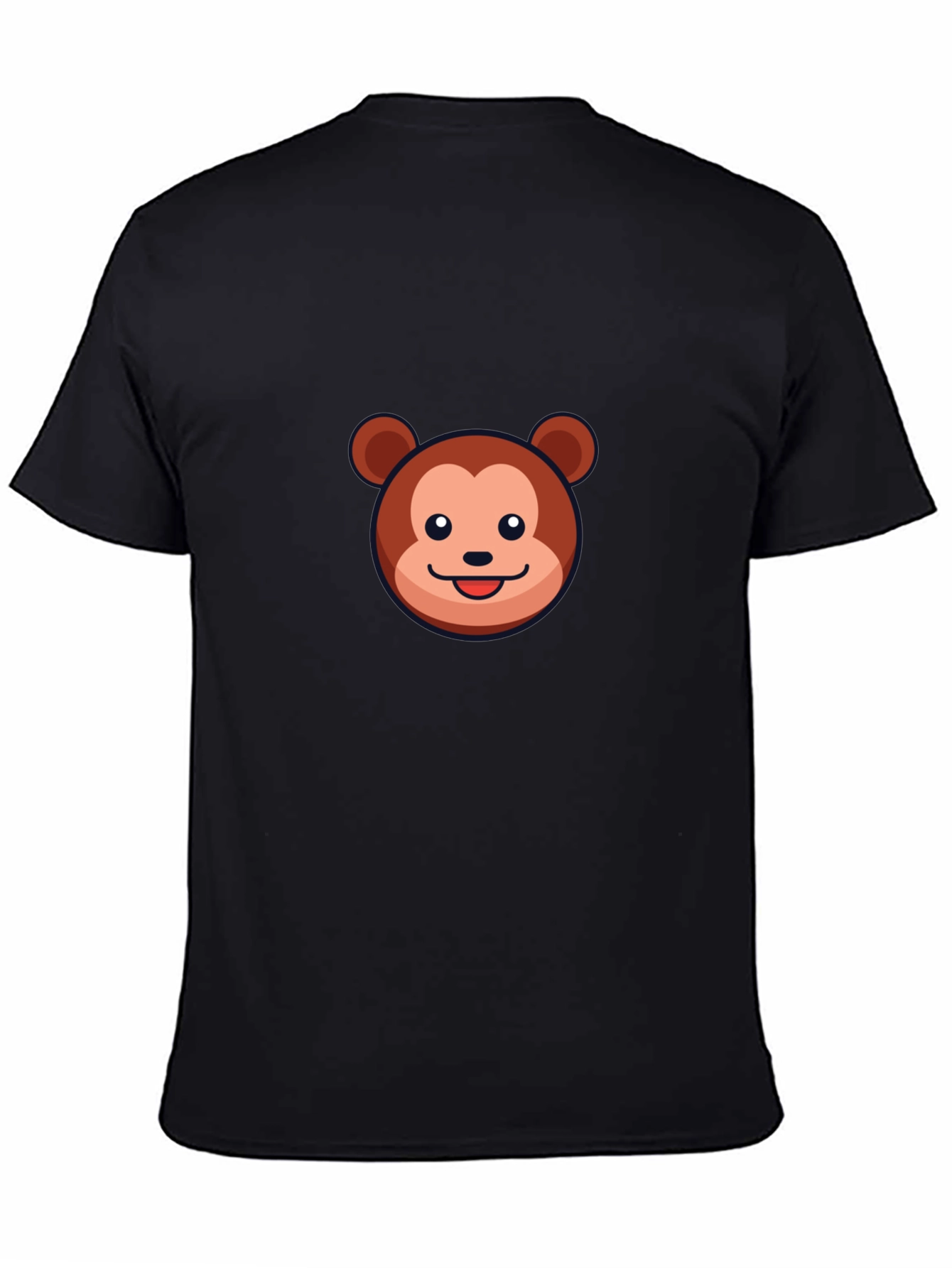 Cute Monkey Graphic Tee - Soft Black Cotton T-Shirt