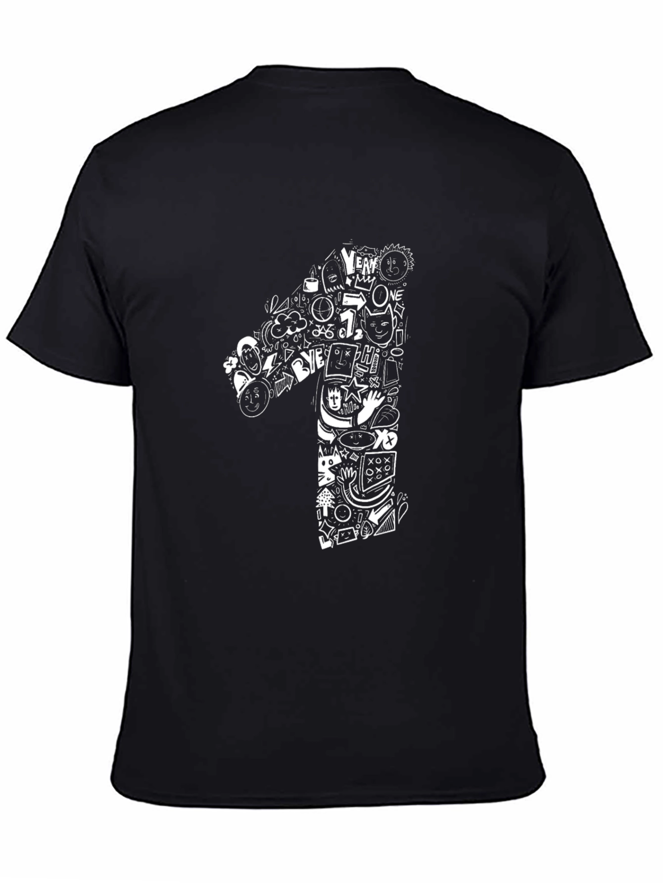 Doodle Number One Graphic Black Tee