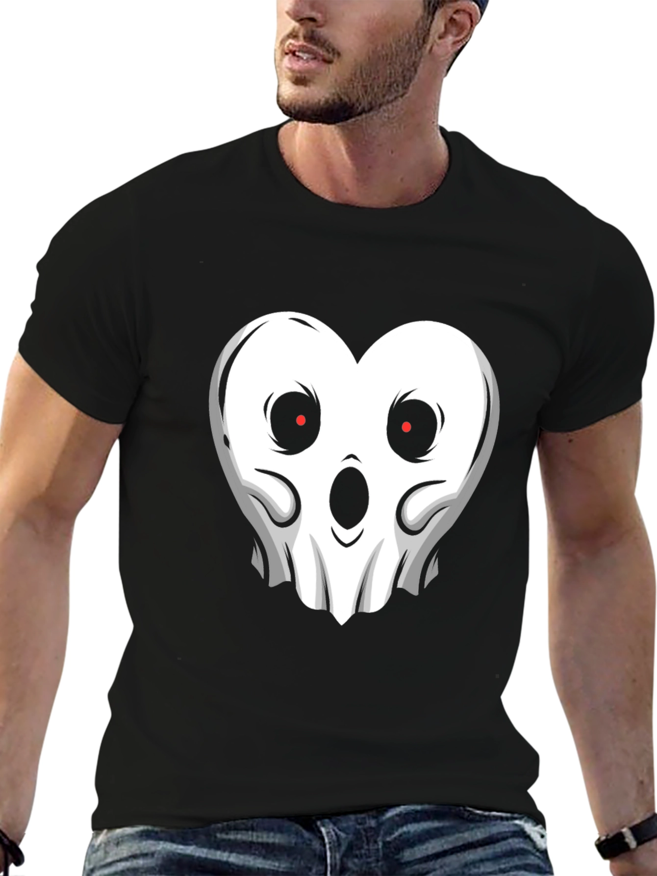 Ghostly Heart Graphic Tee - Spooky & Stylish