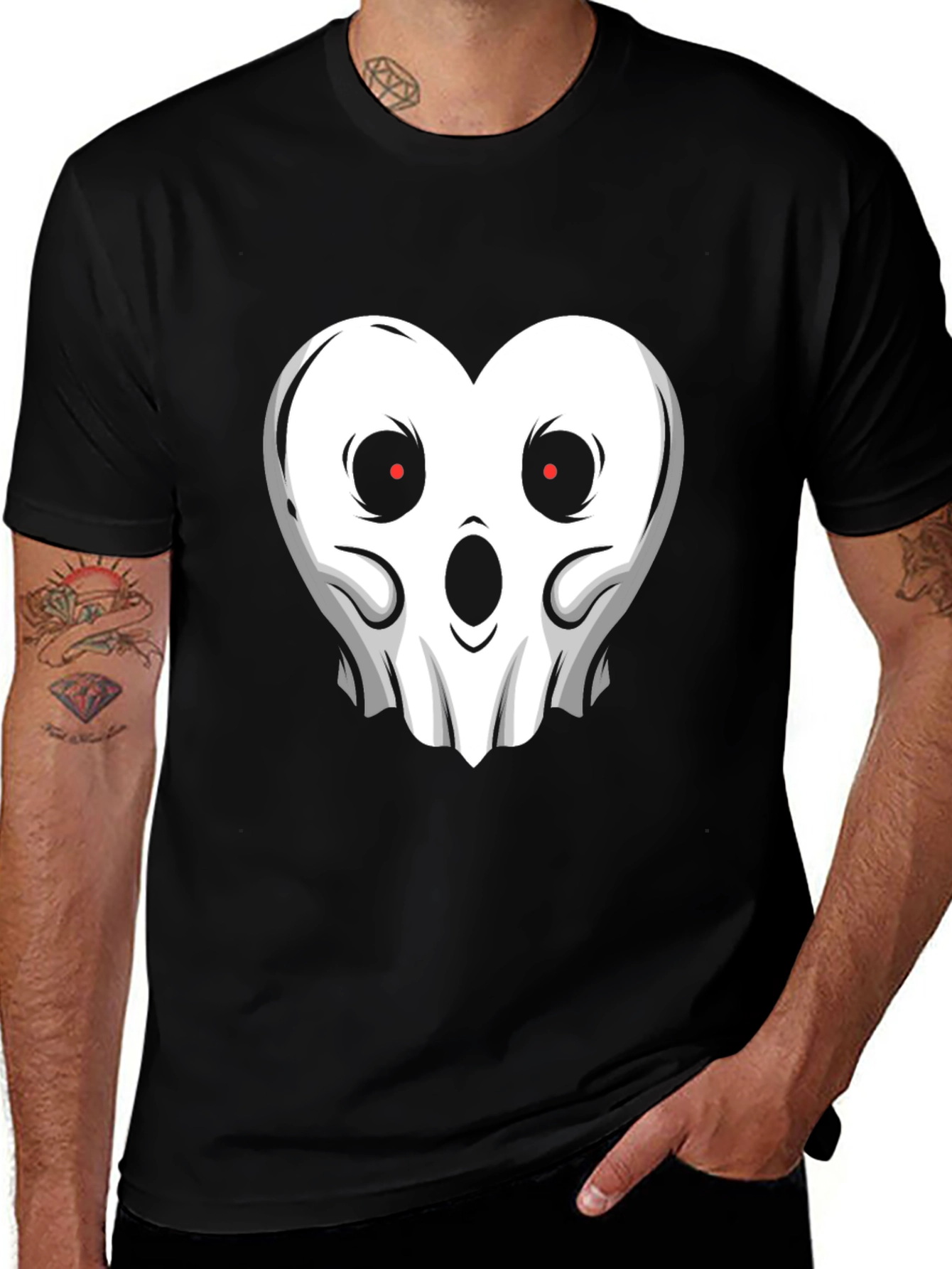 Ghostly Heart Graphic Tee - Spooky & Stylish