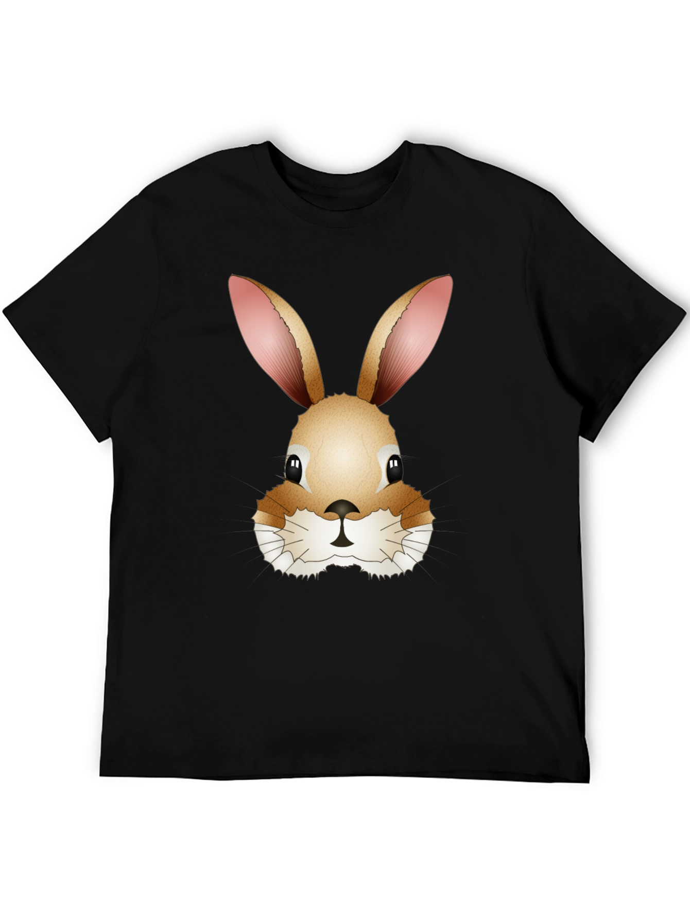 Cute Bunny Rabbit Head Black T-Shirt