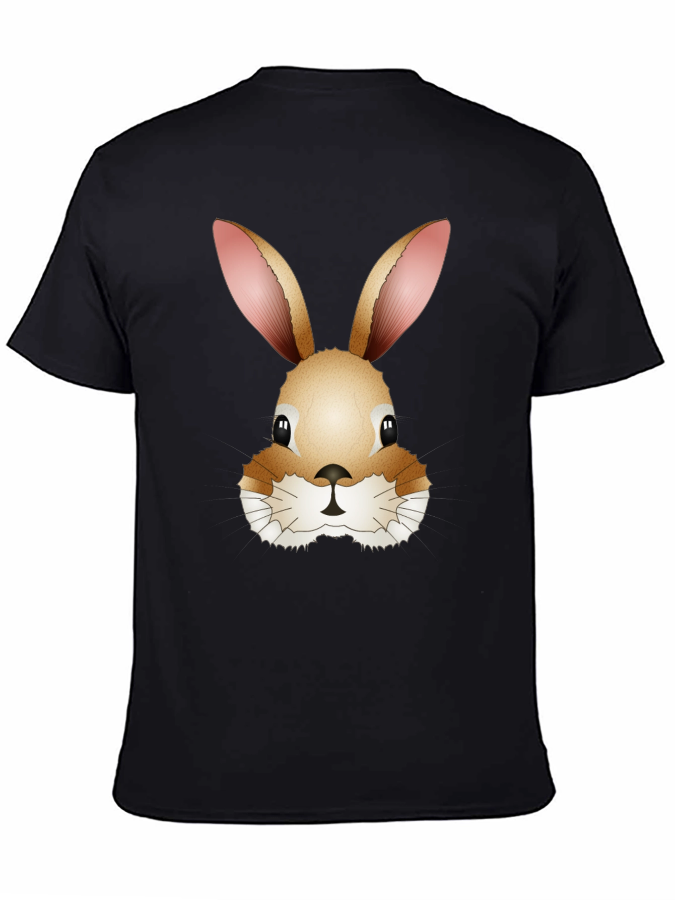 Cute Bunny Rabbit Head Black T-Shirt