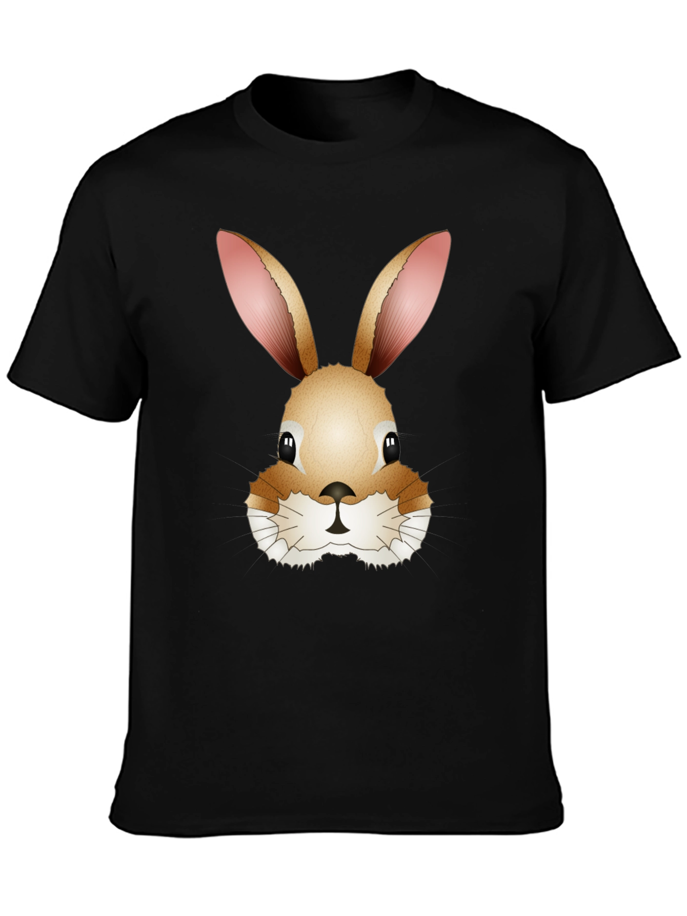 Cute Bunny Rabbit Head Black T-Shirt