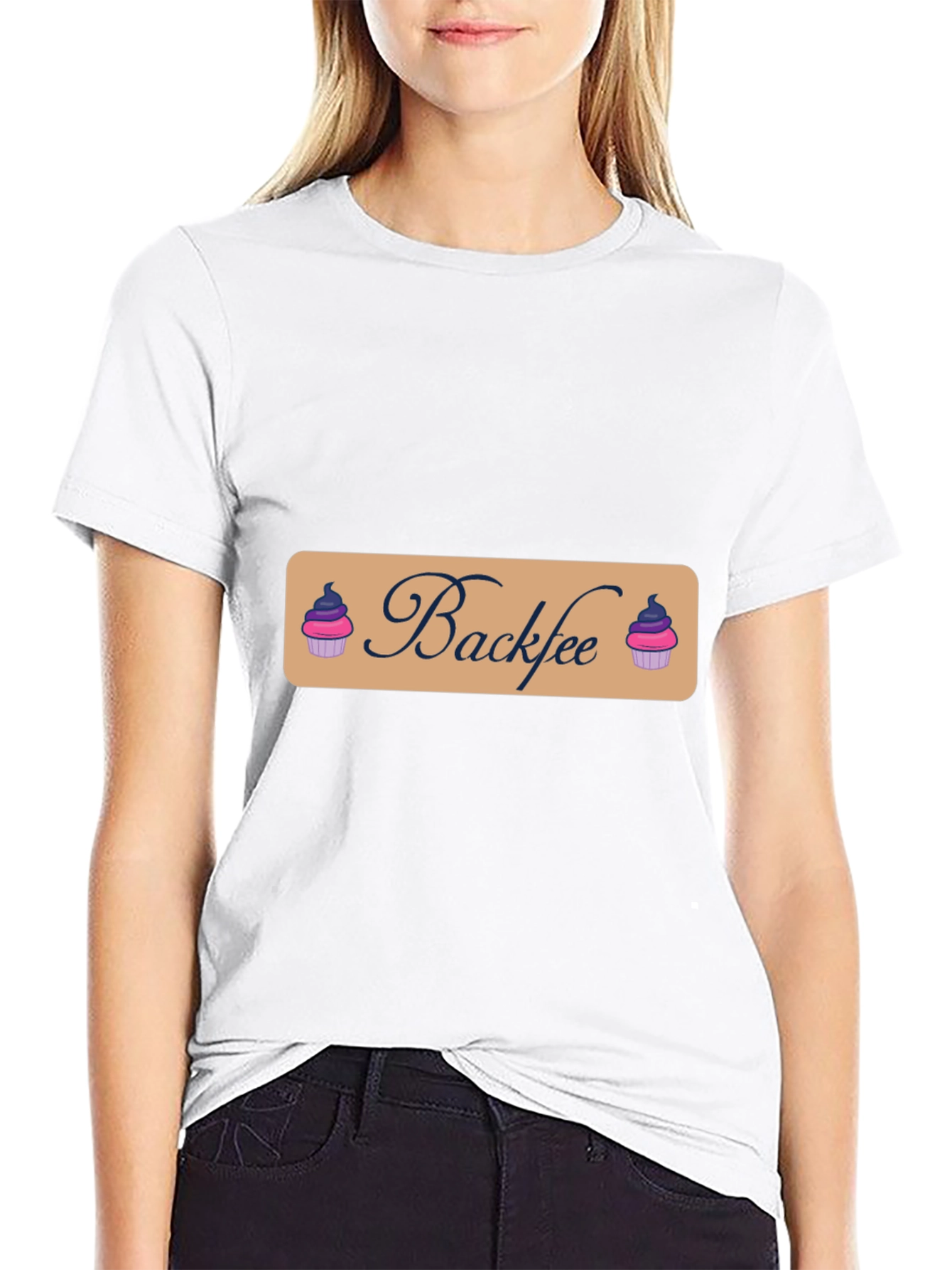 Backfee Black T-Shirt with Cupcake Design