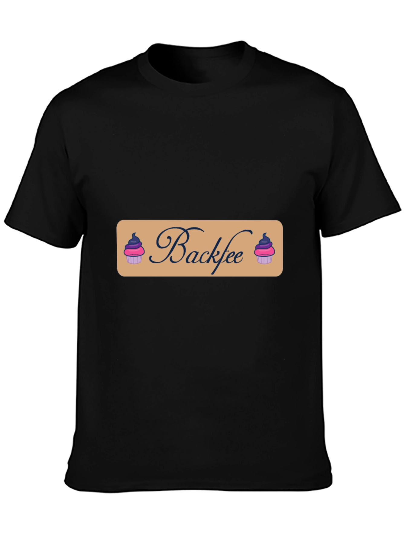 Backfee Black T-Shirt with Cupcake Design