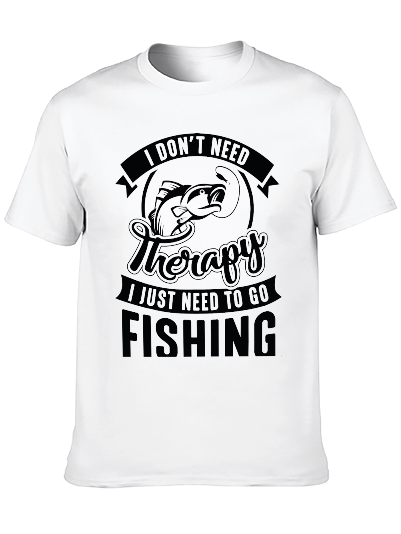 Fishing Therapy Black T-Shirt
