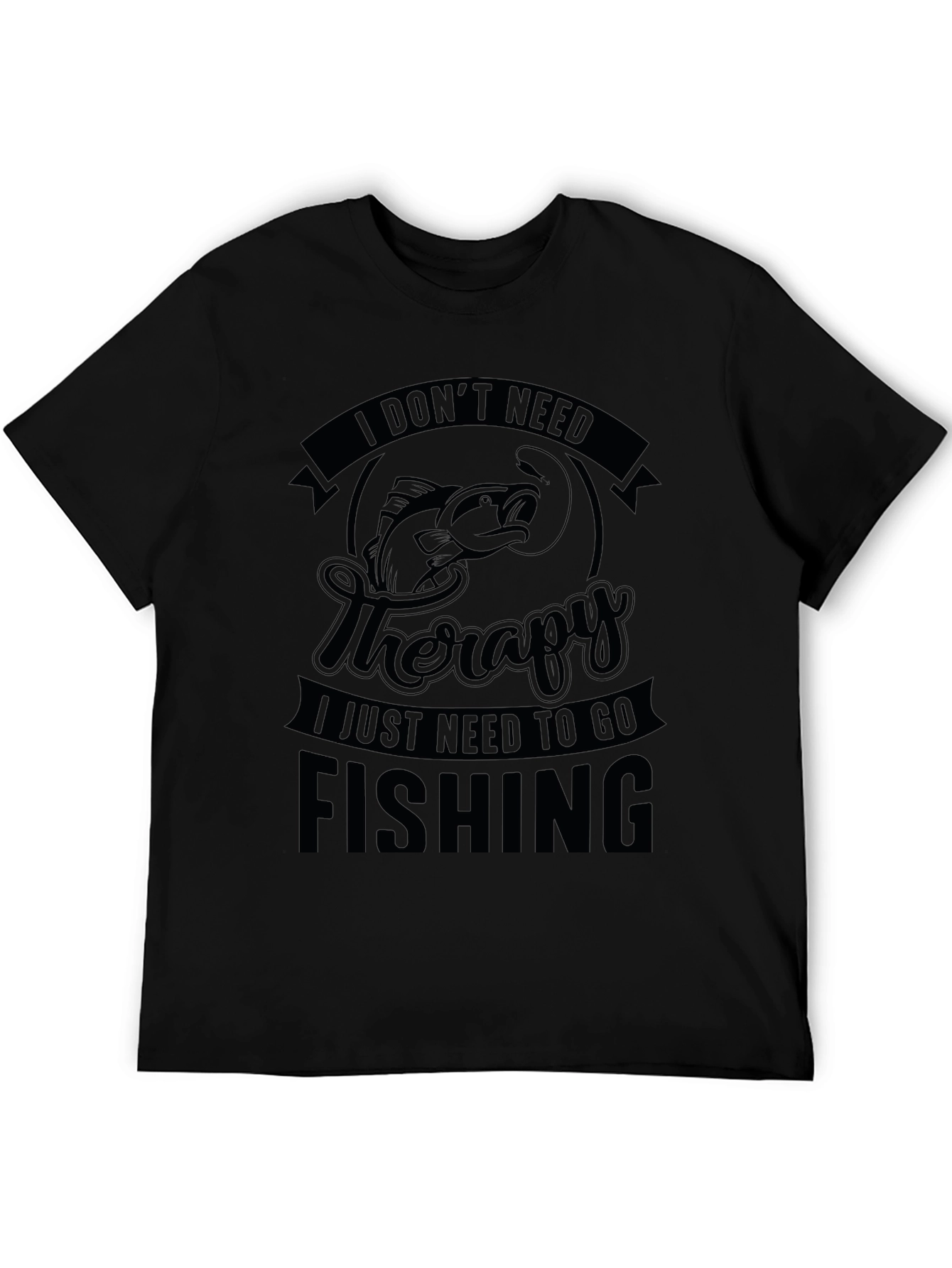 Fishing Therapy Black T-Shirt