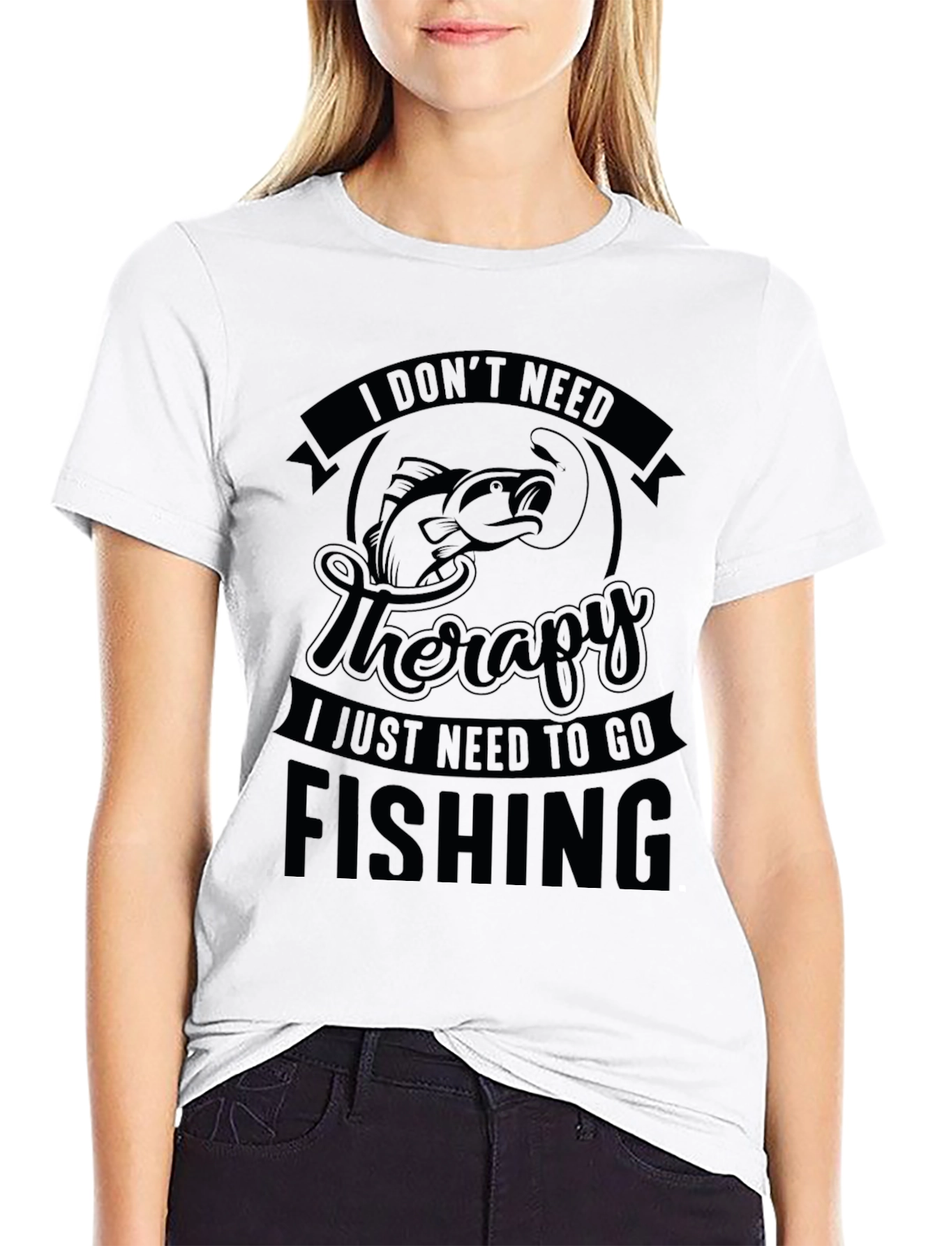 Fishing Therapy Black T-Shirt
