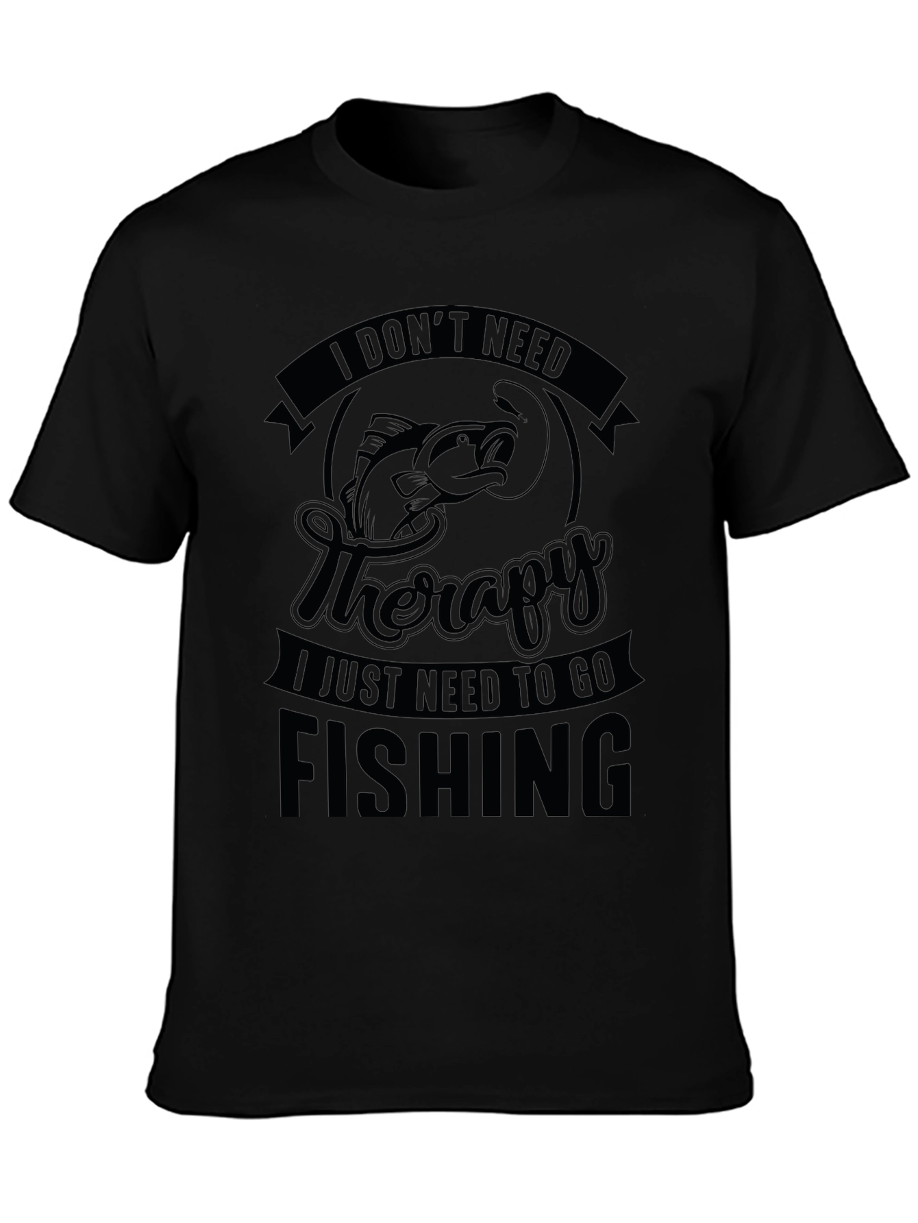 Fishing Therapy Black T-Shirt