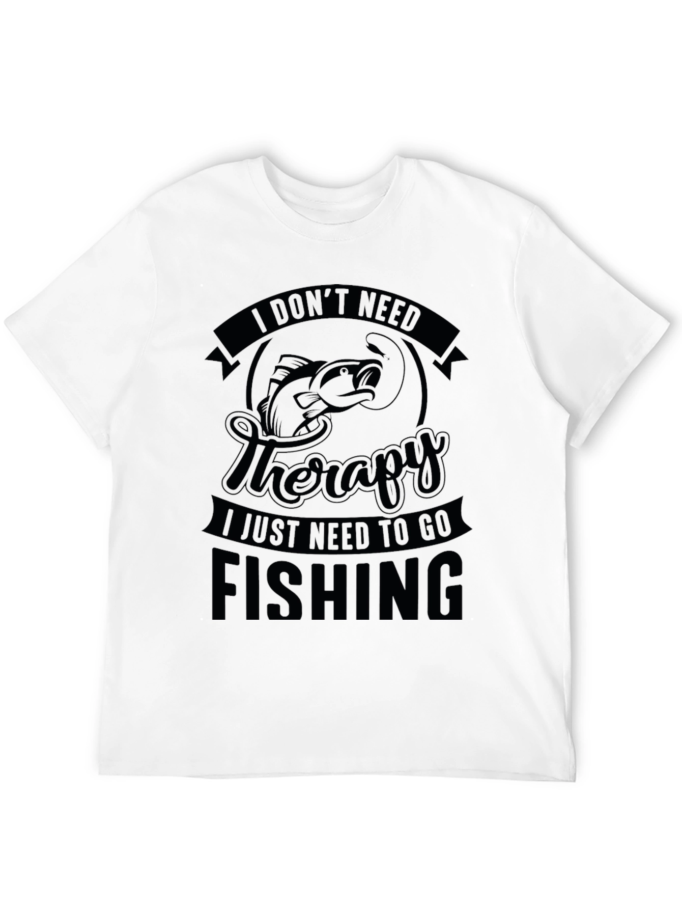 Fishing Therapy Black T-Shirt