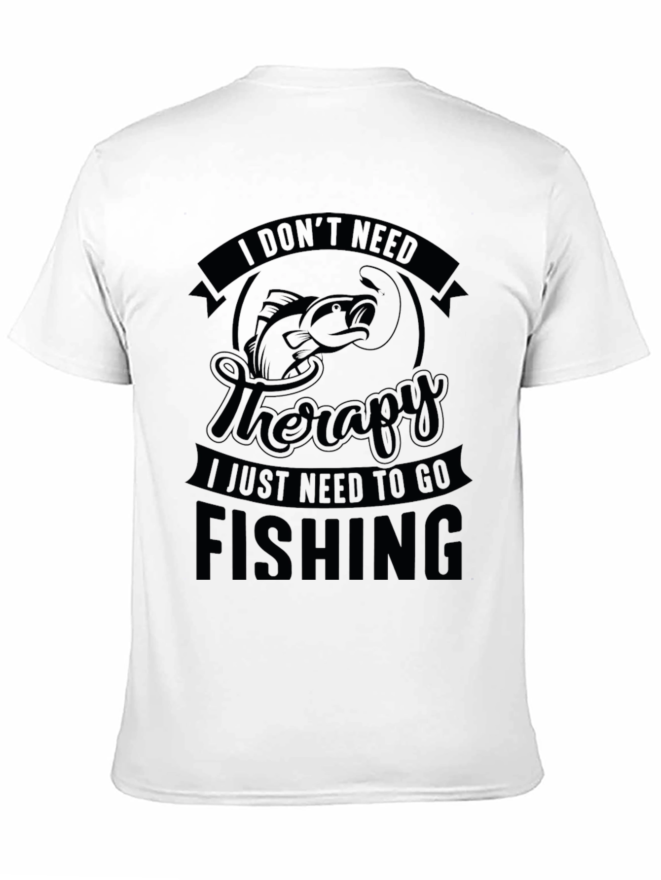 Fishing Therapy Black T-Shirt