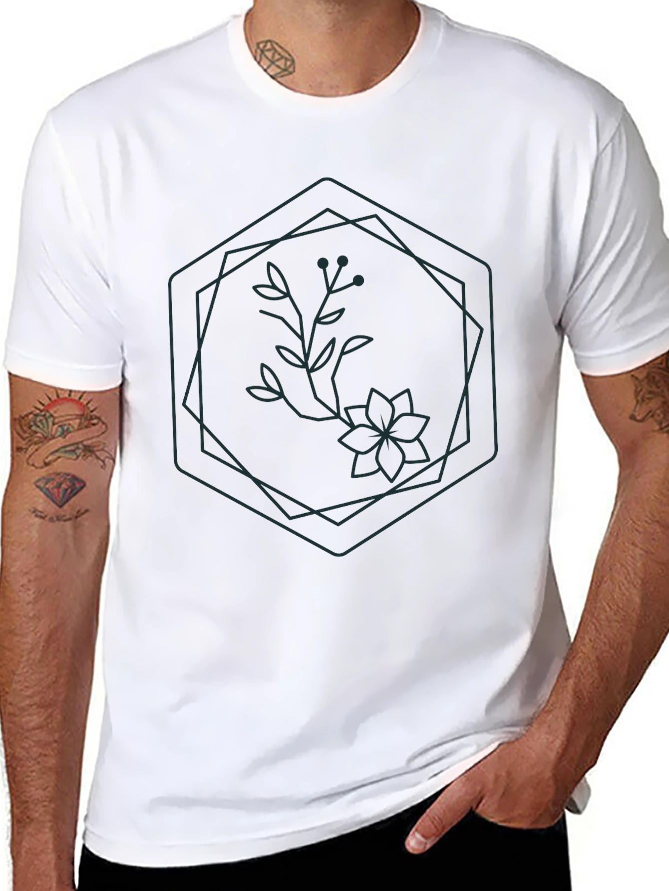 Modern Geometric Floral T-Shirt