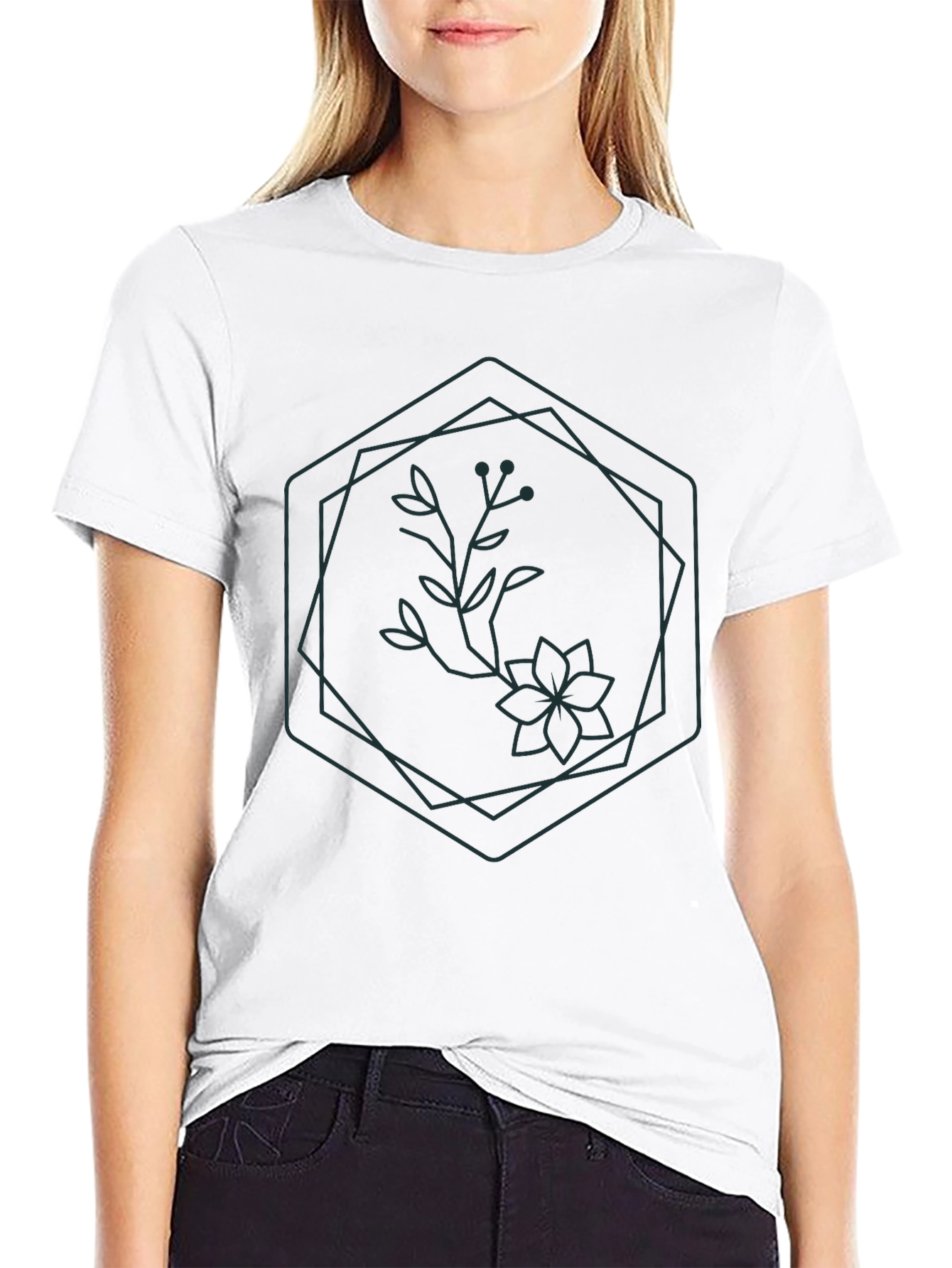 Modern Geometric Floral T-Shirt