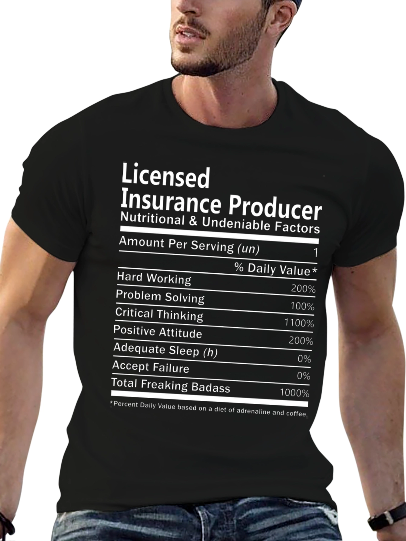 Licensed Insurance Producer T-Shirt - Nutrition Facts