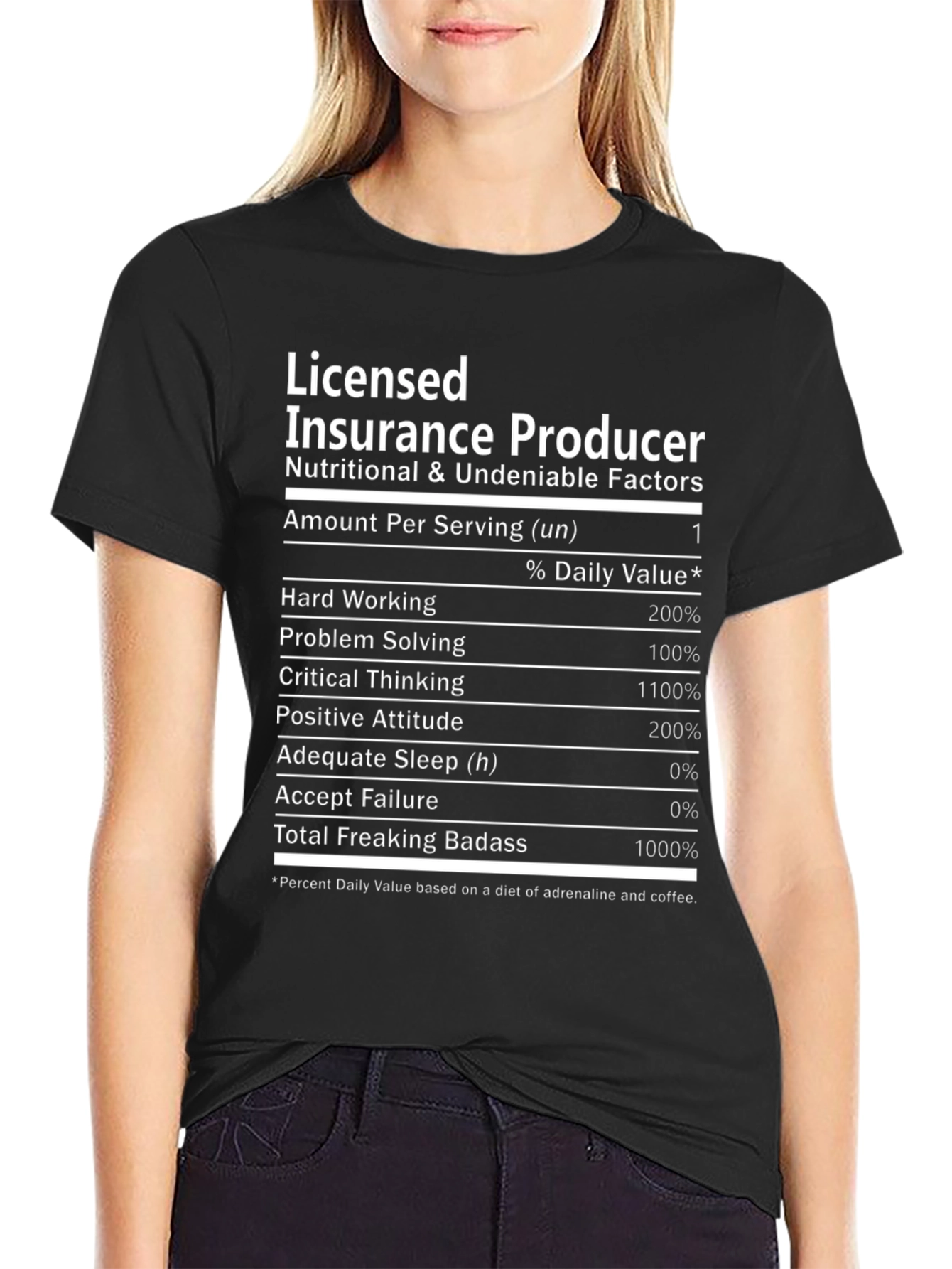 Licensed Insurance Producer T-Shirt - Nutrition Facts