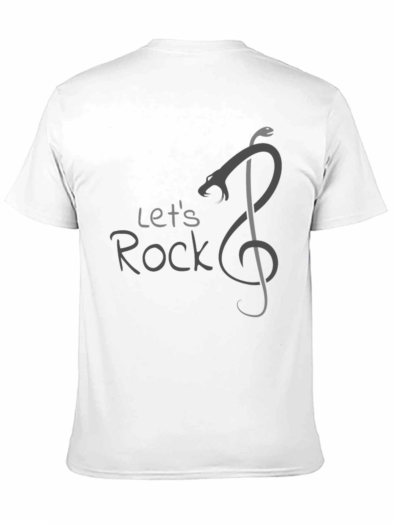 Lets Rock T-Shirt Snake Music Treble Clef Mens Black