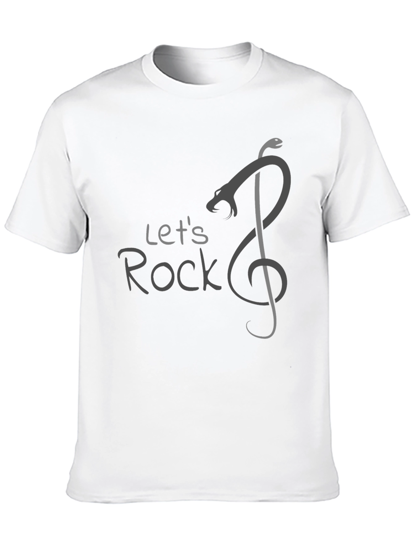 Lets Rock T-Shirt Snake Music Treble Clef Mens Black
