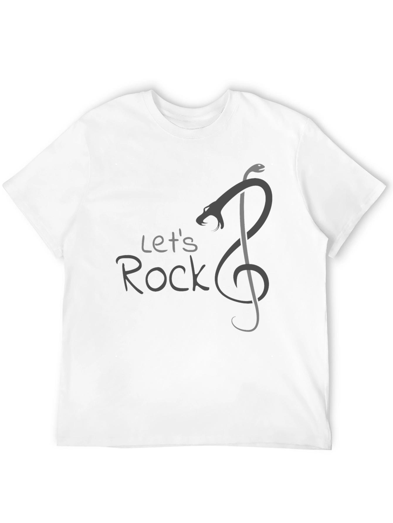 Lets Rock T-Shirt Snake Music Treble Clef Mens Black