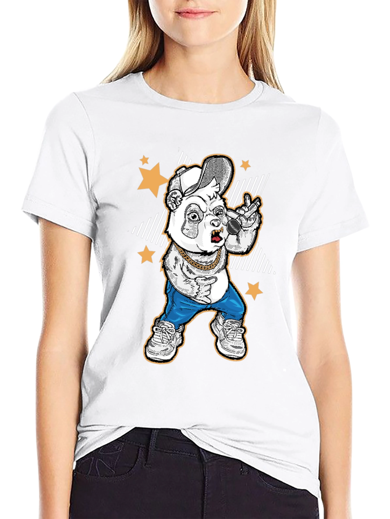Cool Panda Rapper Graphic T-Shirt