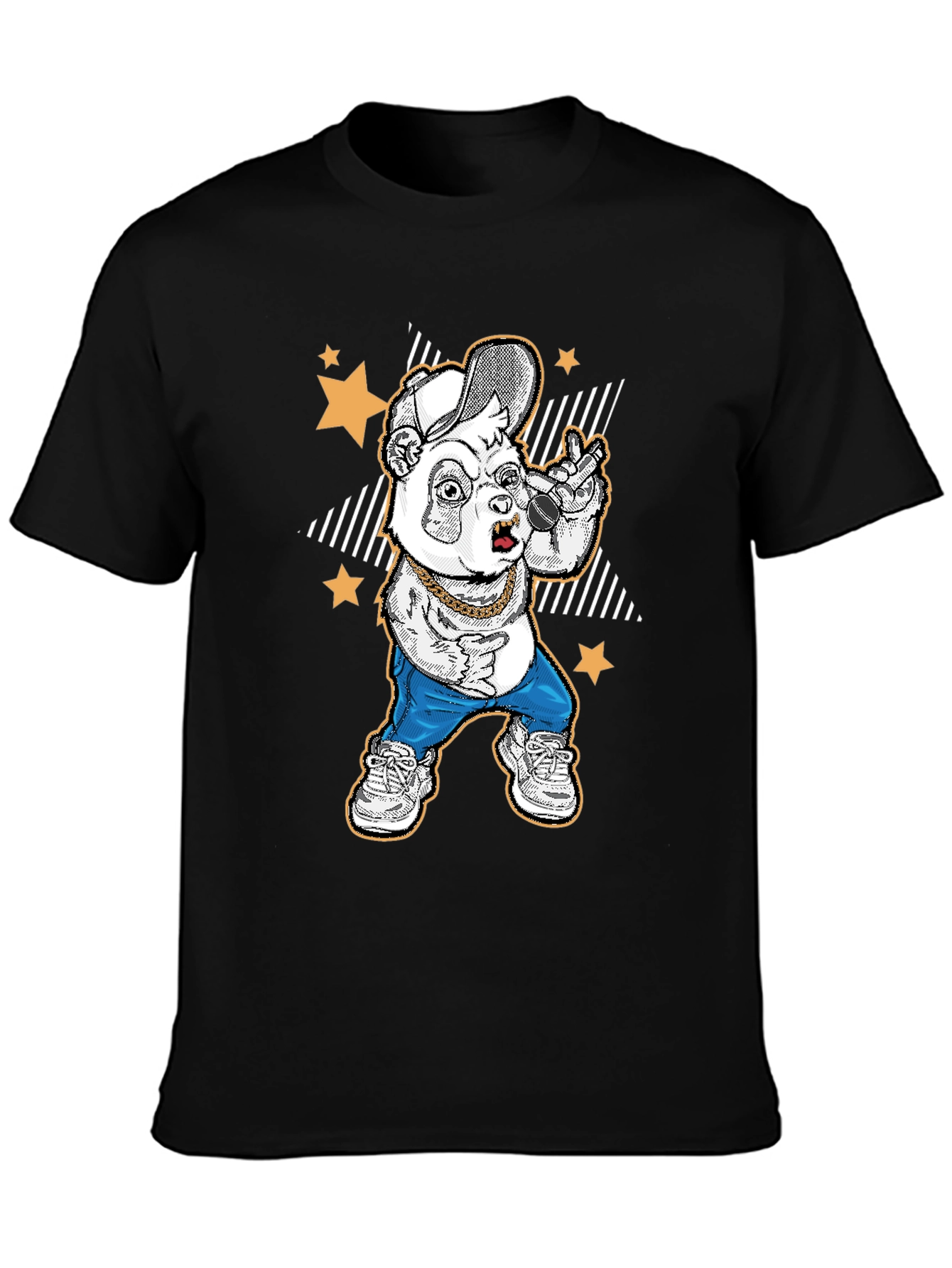 Cool Panda Rapper Graphic T-Shirt